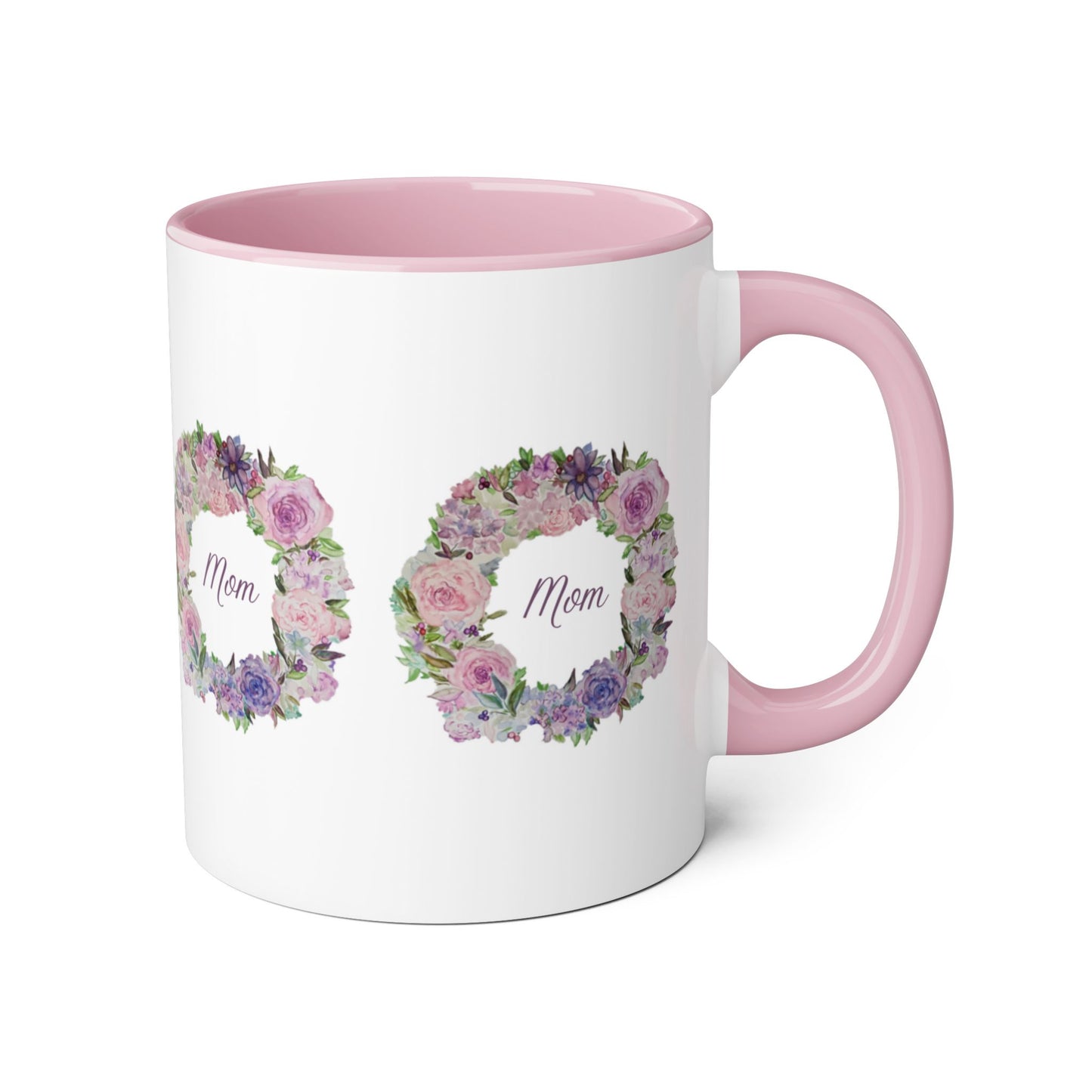 Wing Light Art Designs Mom Floral Wreath Mother's Day Accent Mugs, 11oz