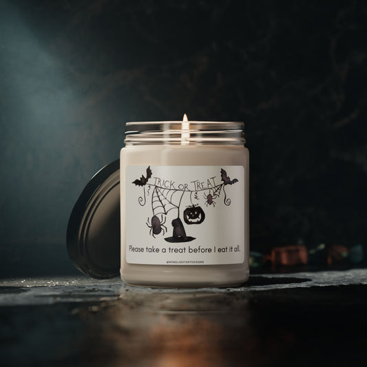 100% Soy Wax Custom Candle for Halloween so Take a Treat Scented Soy Aromatherapy Candle, 9oz