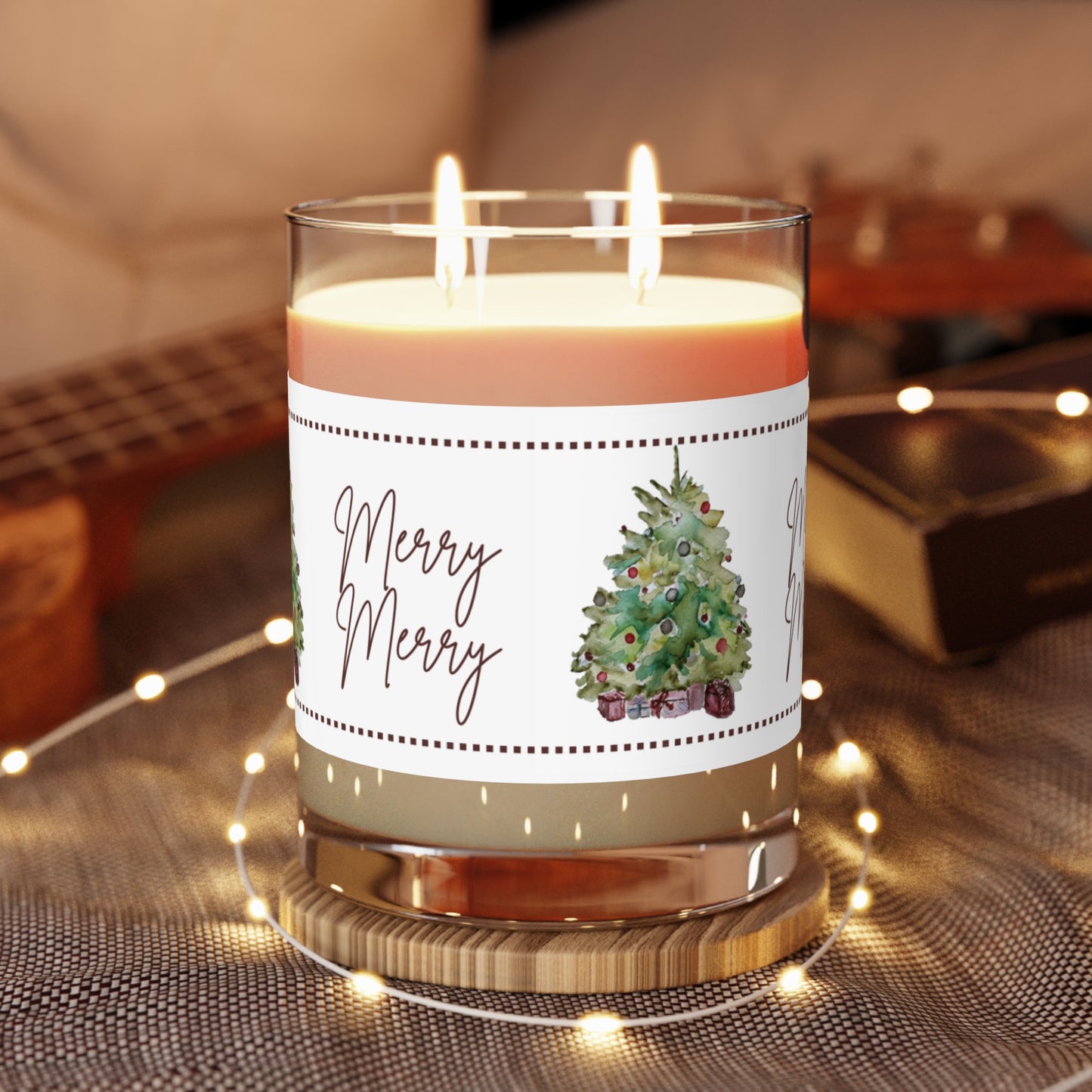 Christmas Tree Soy Candle | Tree Scented Candles | Holiday Scented Candles | Christmas Candle | Winter Candles | Christmas Gift | Home Decor Merry Merry Christmas Tree Scented Candle - Full Glass, 11oz