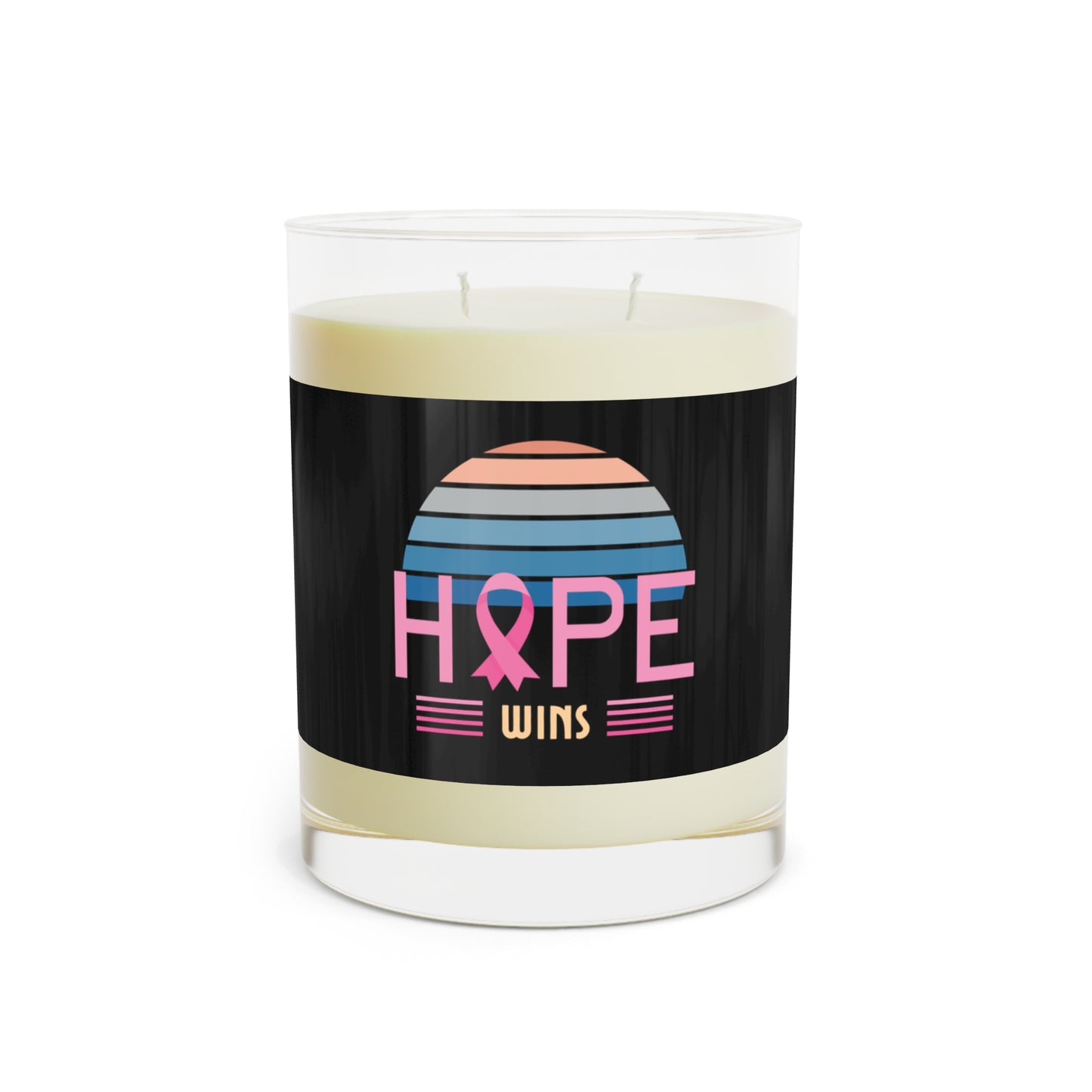 Hope Wins Breast Cancer Awareness Food-Grade Soy Wax Scented Candle - Full Glass, 11oz