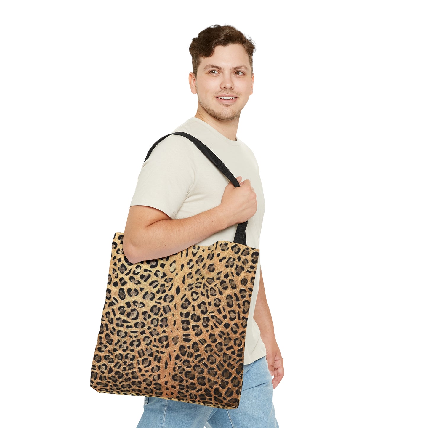 Leopard Print Tote Bag | Custom Painted Leopard Design | Trending Animal Print Fashion | Stylish & Durable AOP Bag | Mindful Living | Leopard Print Tote Bag