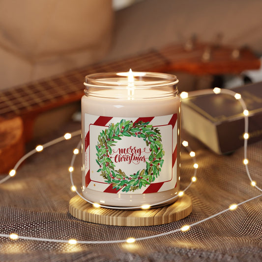 Watercolor Wreath Christmas 9oz soy candle – view 3