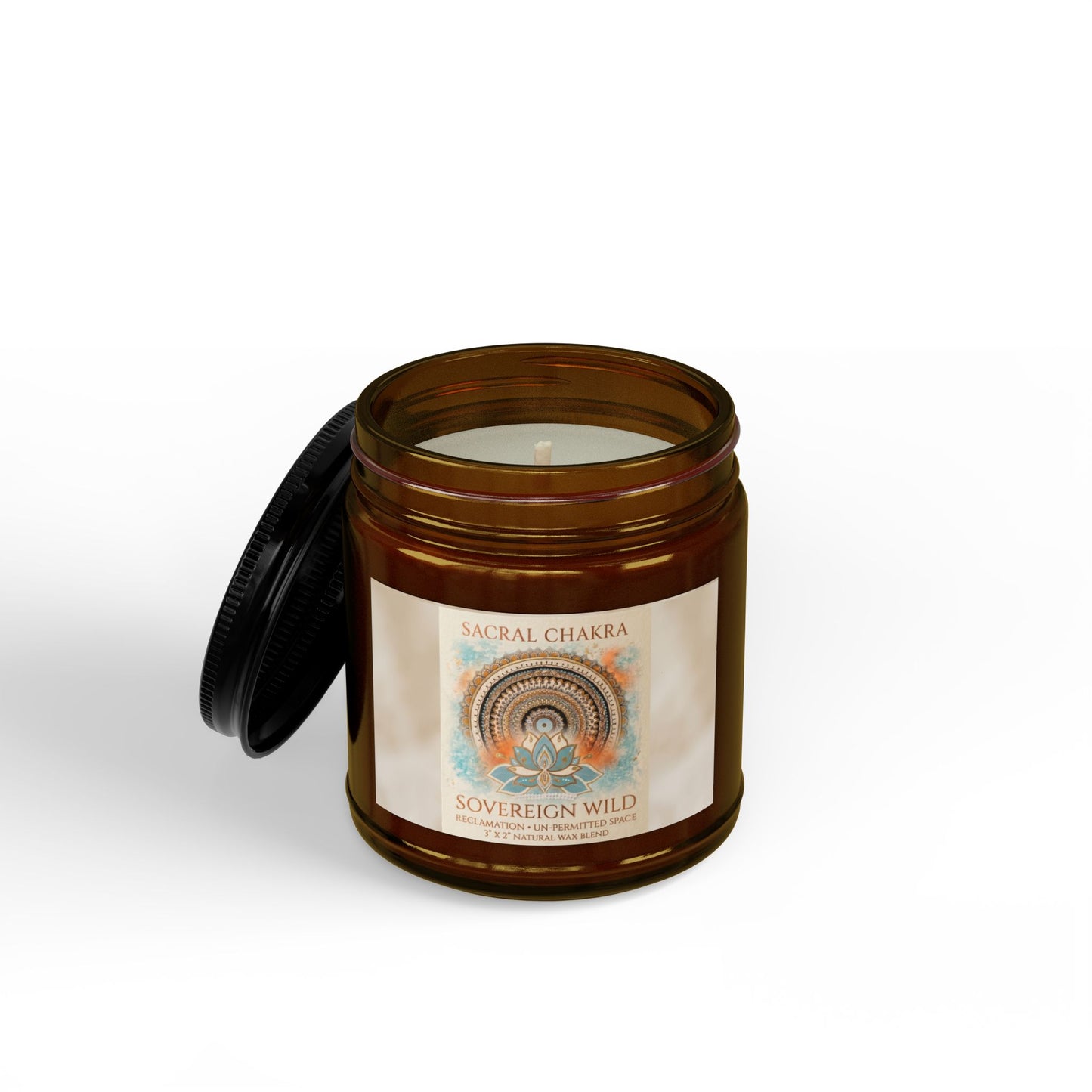 The Sovereign Audit™ Sacral Chakra Soy Candle — Scented 4oz & 9oz Amber Jar with Black Lid