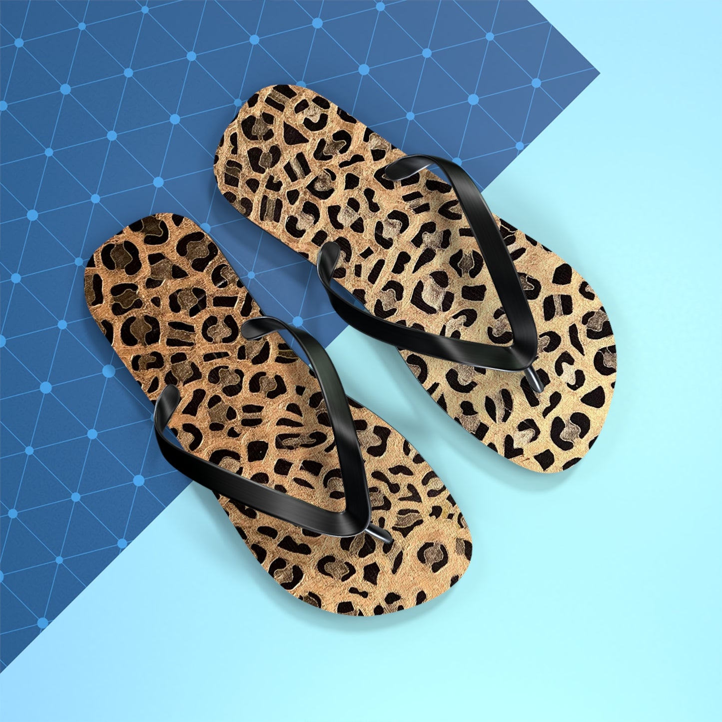 Cat Leopard print Flip Flops/summer thongs/footwear, Animal print flip flops, thongs Gold Leopard Flip Flops