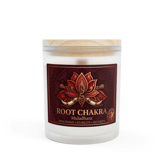 The Sovereign Audit Root Chakra Candle — Muladhara Frosted Glass Scented Candle (11 oz)