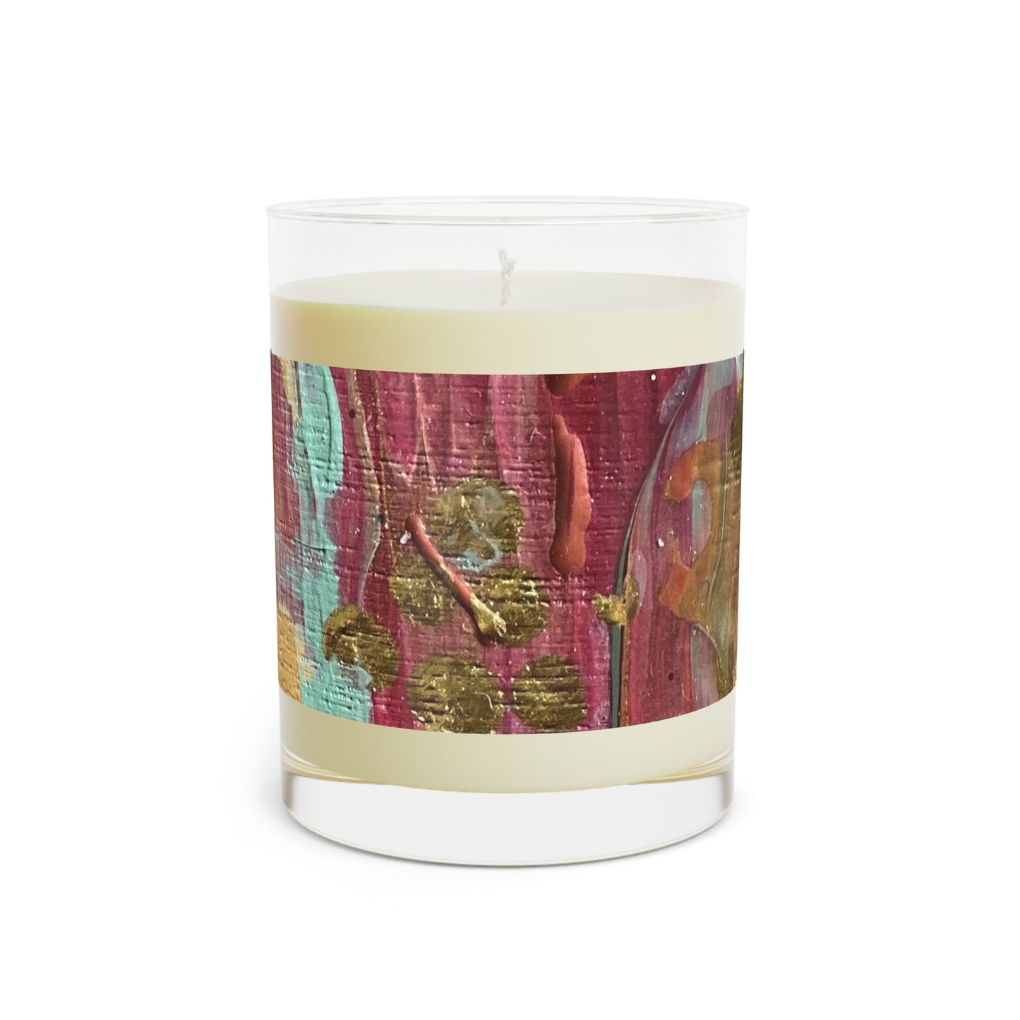 Pink and Gold Abstract Scented Candle - Full Glass, 11oz