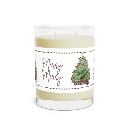 Christmas Tree Soy Candle | Tree Scented Candles | Holiday Scented Candles | Christmas Candle | Winter Candles | Christmas Gift | Home Decor Merry Merry Christmas Tree Scented Candle - Full Glass, 11oz