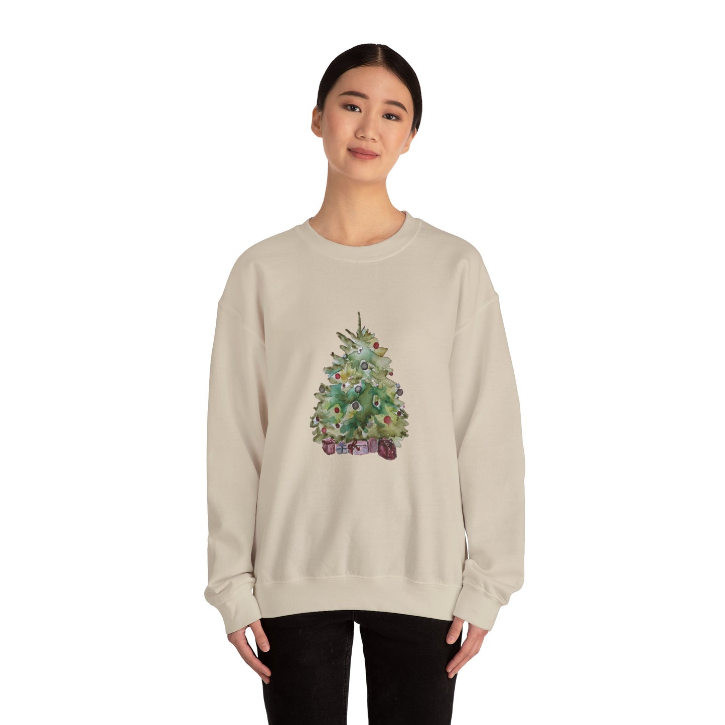 Womens or Mens Christmas Sweatshirt, Merry Christmas, Cute Christmas Tree Sweatshirt, Holiday Sweater Christmas Tree Unisex Heavy Blend™ Crewneck Sweatshirt