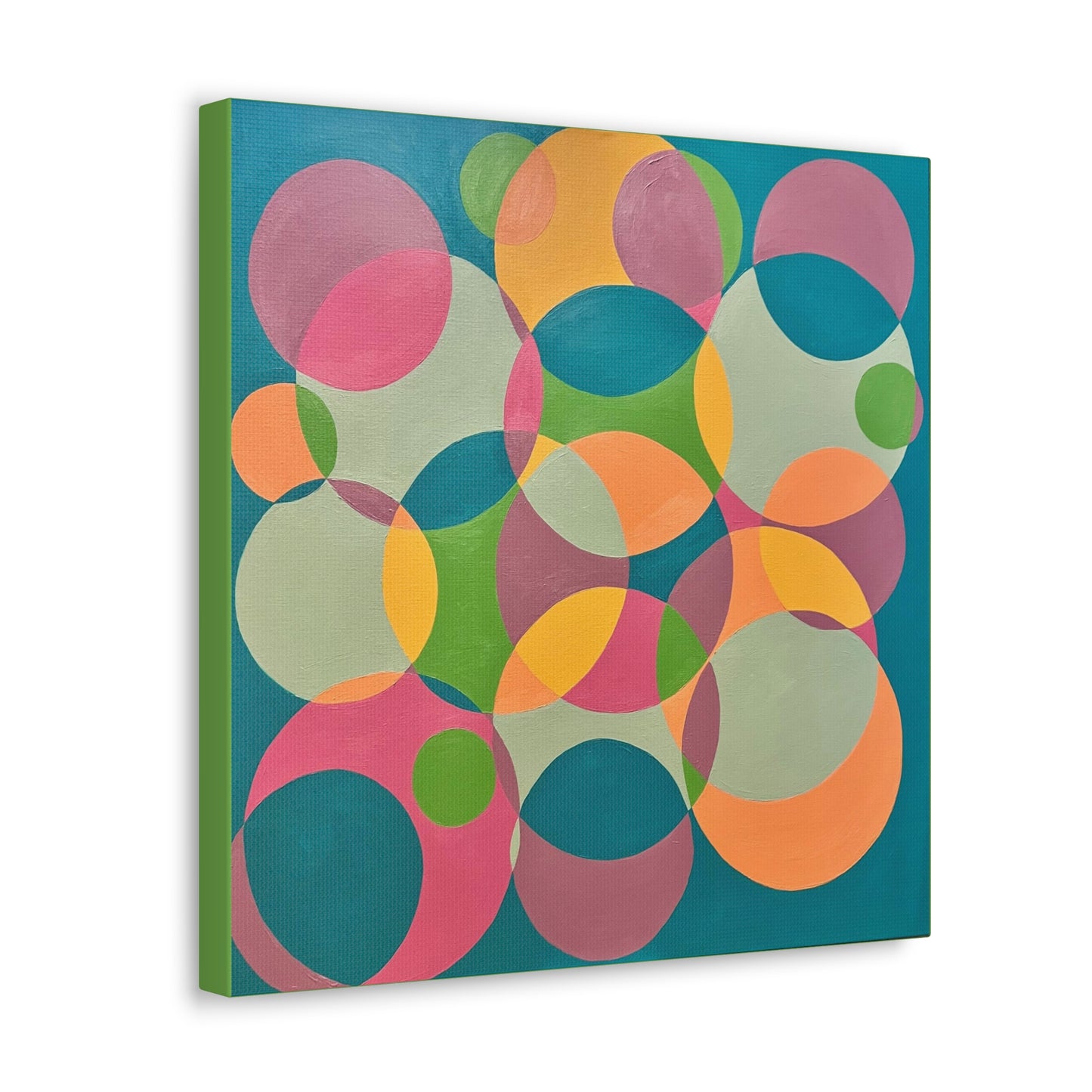 Circle wall art, Bubble wall art, interlocking circles wall art, Geometric wall art, Twisted rings decor, Modern circle wall art, Overlapping Circles wall art Interlocking Inclusion Painting by Erica Haupert Canvas Gallery Wraps