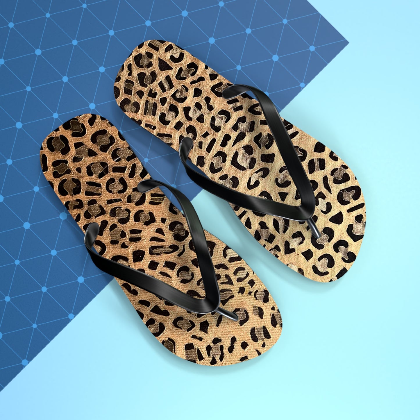 Cat Leopard print Flip Flops/summer thongs/footwear, Animal print flip flops, thongs Gold Leopard Flip Flops