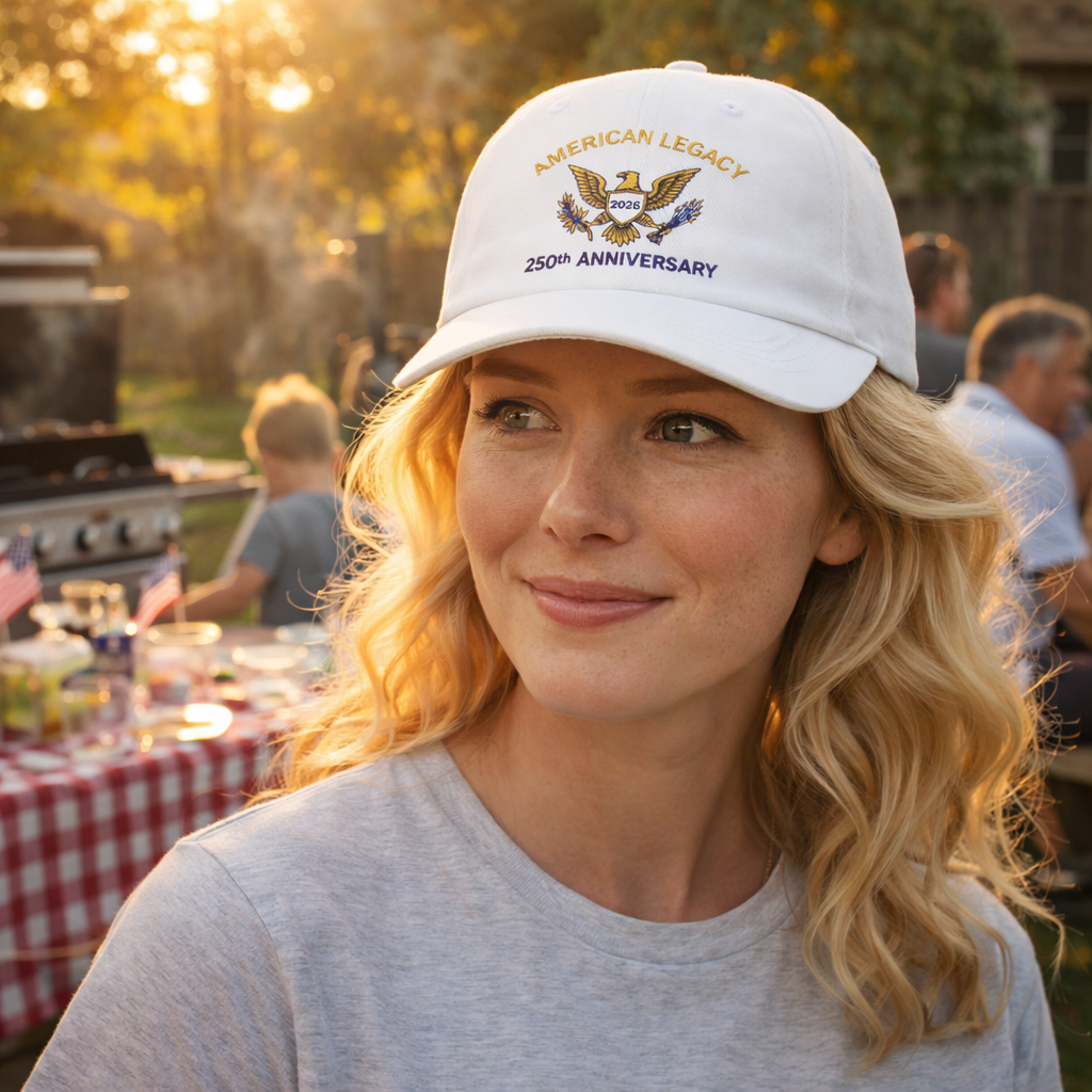 Commemorative 4th of July Cap - American Legacy 250th Anniversary Embroidered Eagle