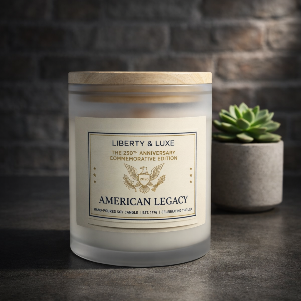 American Legacy Frosted Glass Candle — Liberty & Luxe 11oz Commemorative Scent