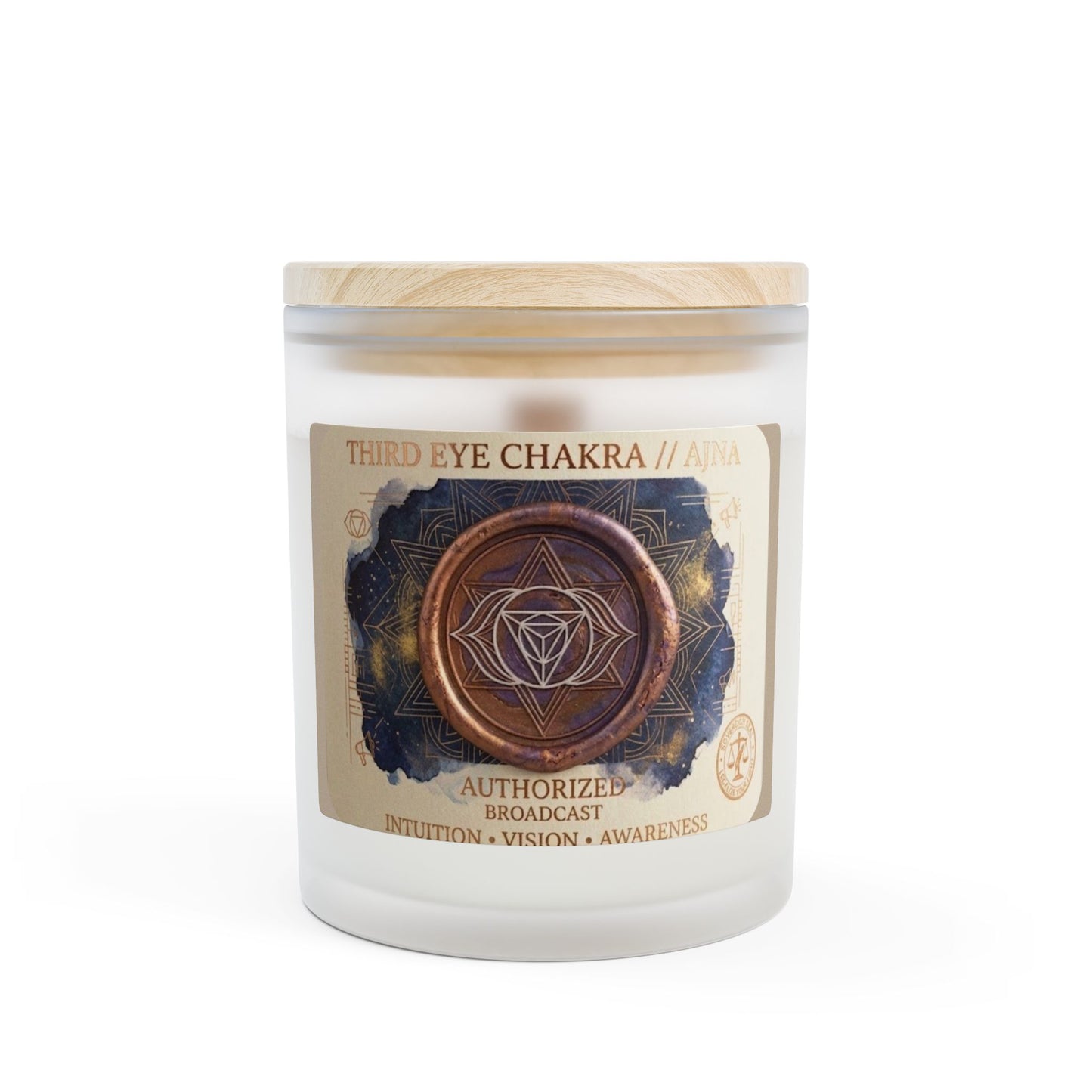 The Sovereign Audit™ Third Eye Chakra Frosted Glass Candle — 11oz Meditation & Intuition Soy Candle