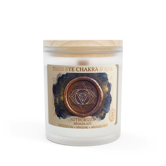 The Sovereign Audit Third Eye Chakra Frosted Glass Candle — 11oz Meditation & Intuition Soy Candle