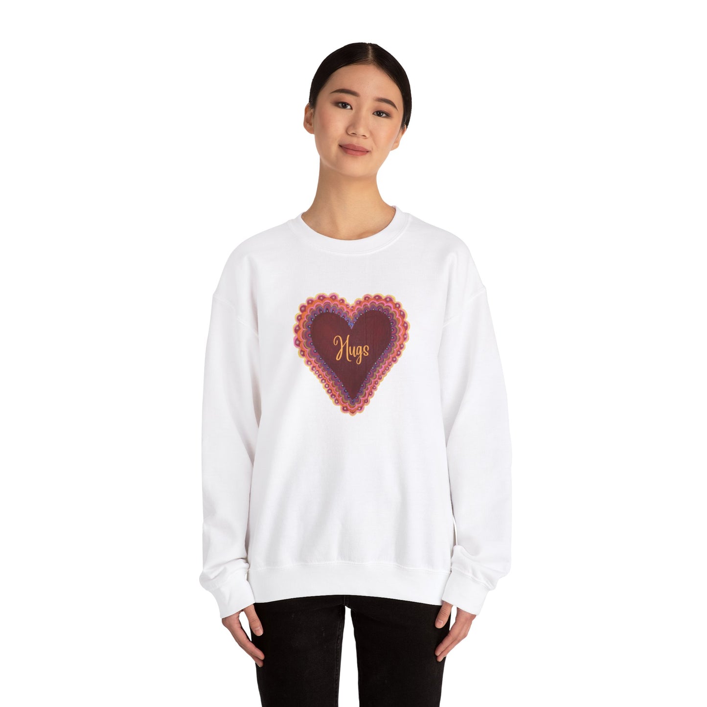 Wing Light Art Designs Frilly Heart Hugs Unisex Heavy Blend™ Crewneck Sweatshirt