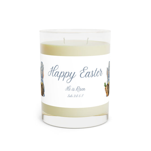 Hand-Poured Luxury Scented Soy Blue Gnome Easter Scented Aromatherapy Candle - Full Glass, 11oz