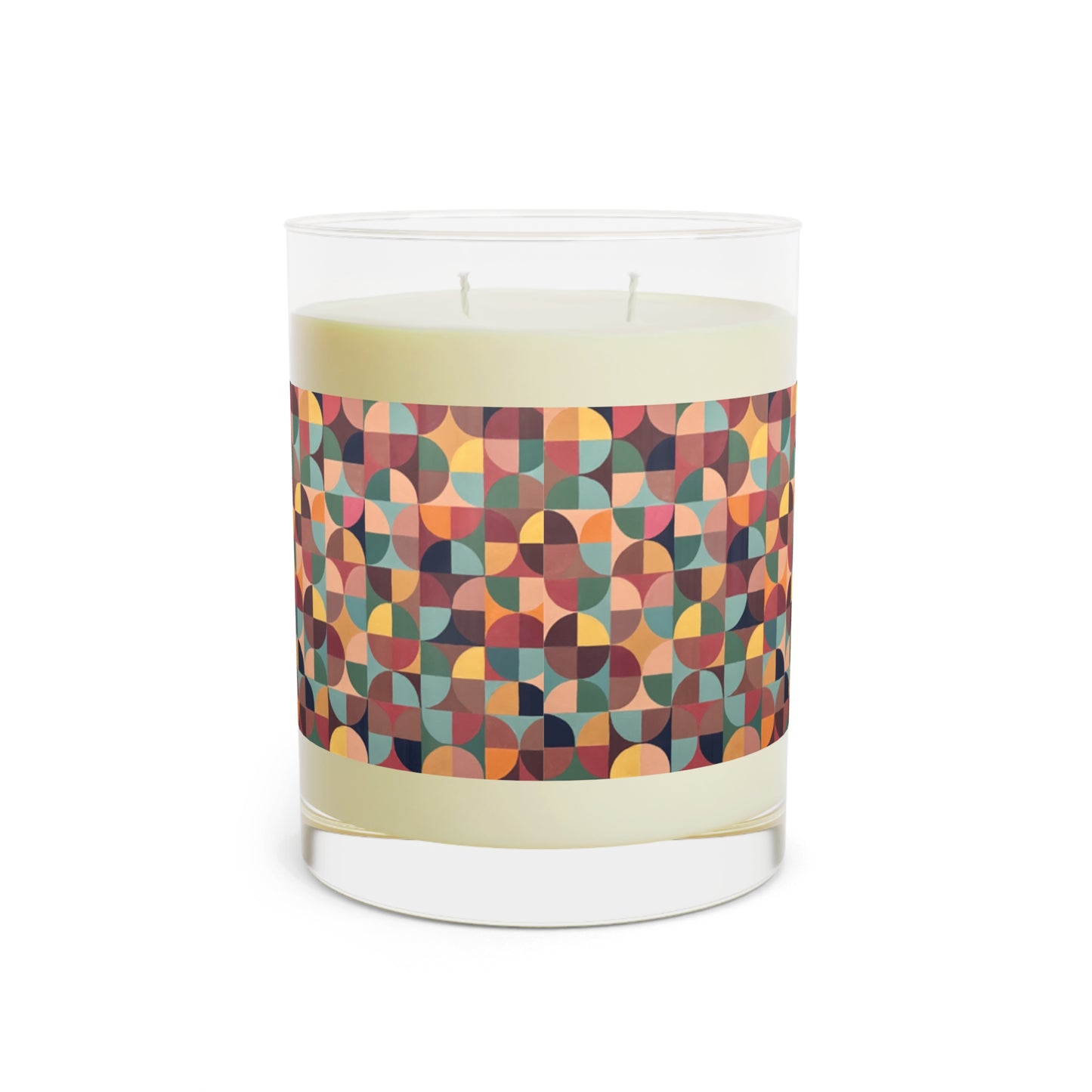 Food-Grade Soy Wax Premium Custom Label Geometric Abstract Scented Aromatherapy Candle - Full Glass, 11oz