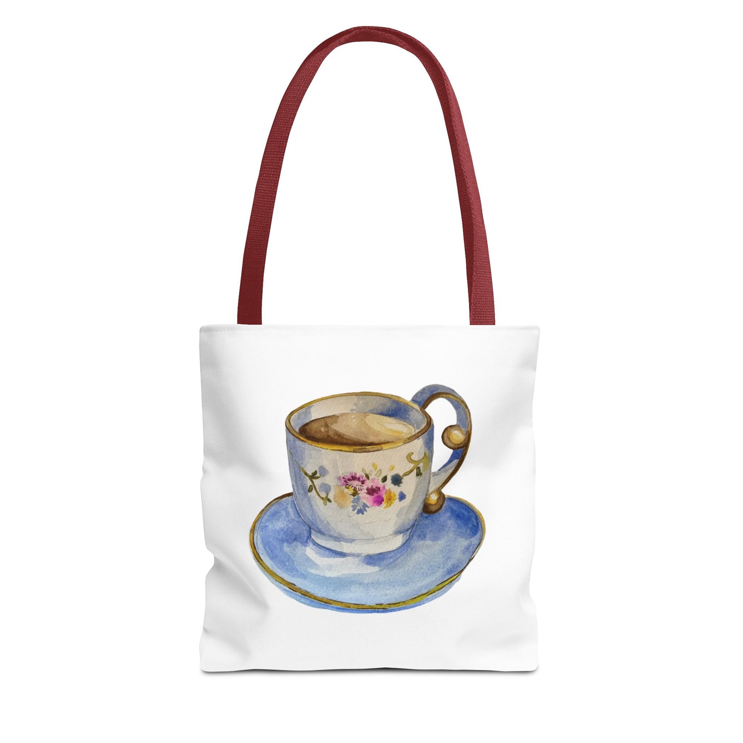 Tea Tote Bag, Bookish Lover Gift, Cute Flowery Tote Bag, Canvas Bag, Aesthetic Bag, Tea Lover Tote Bag Teacup Tote Bag (AOP)