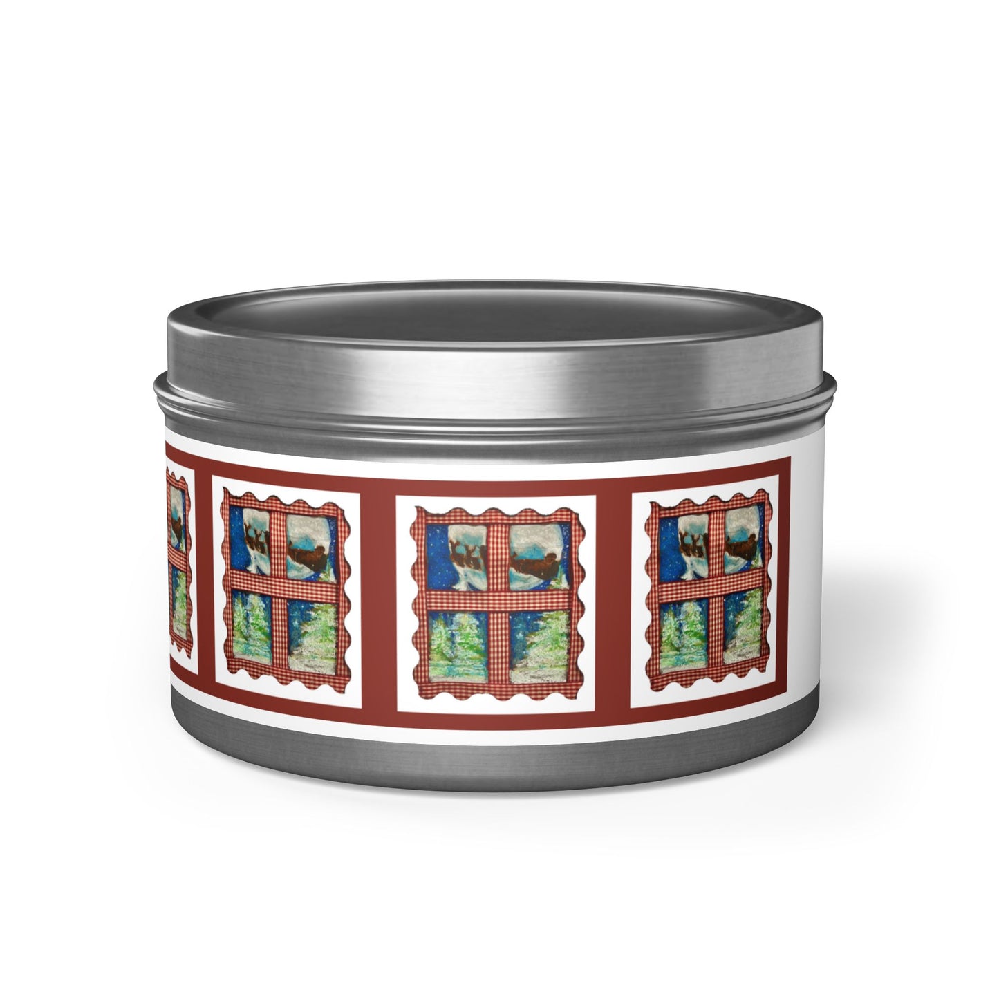 Santa's Sleigh Tin Candles aromatherapy Custom Label Tin Candles natural coconut soy wax hand-poured cotton wick Candle