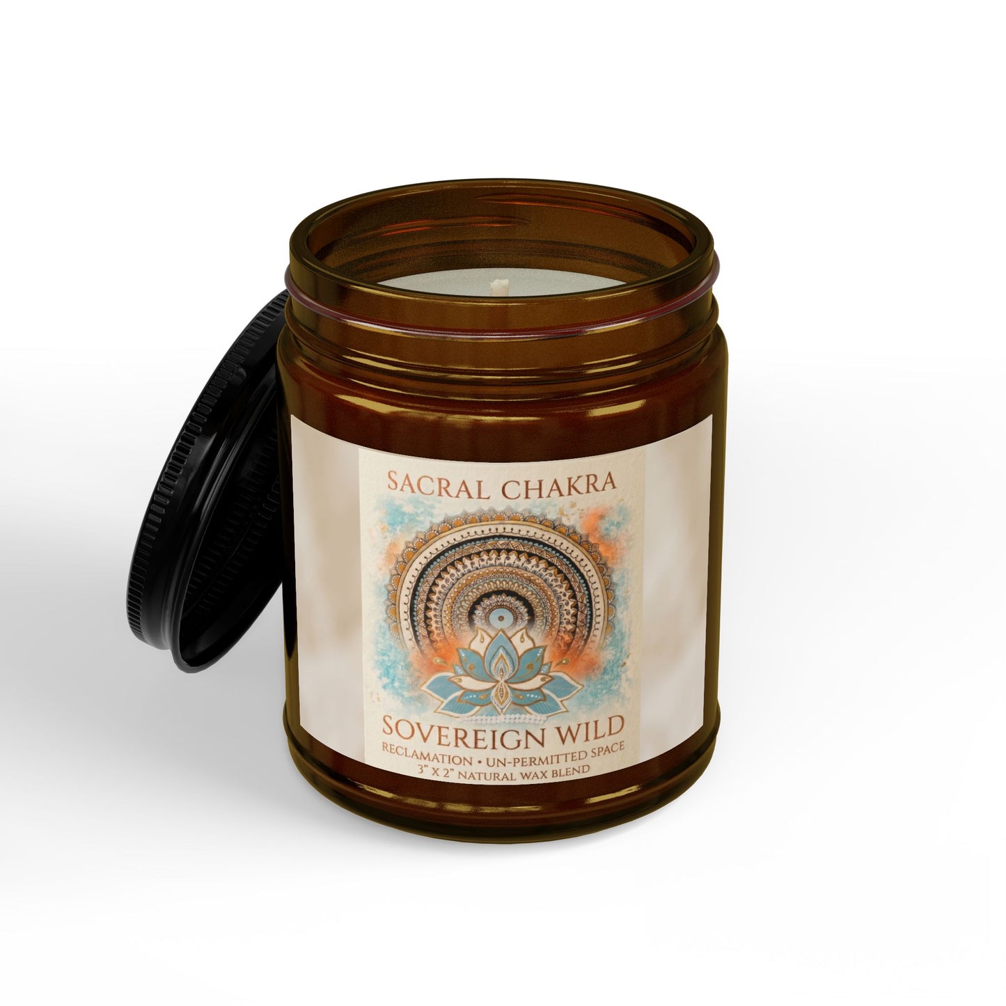 The Sovereign Audit™ Sacral Chakra Soy Candle — Scented 4oz & 9oz Amber Jar with Black Lid
