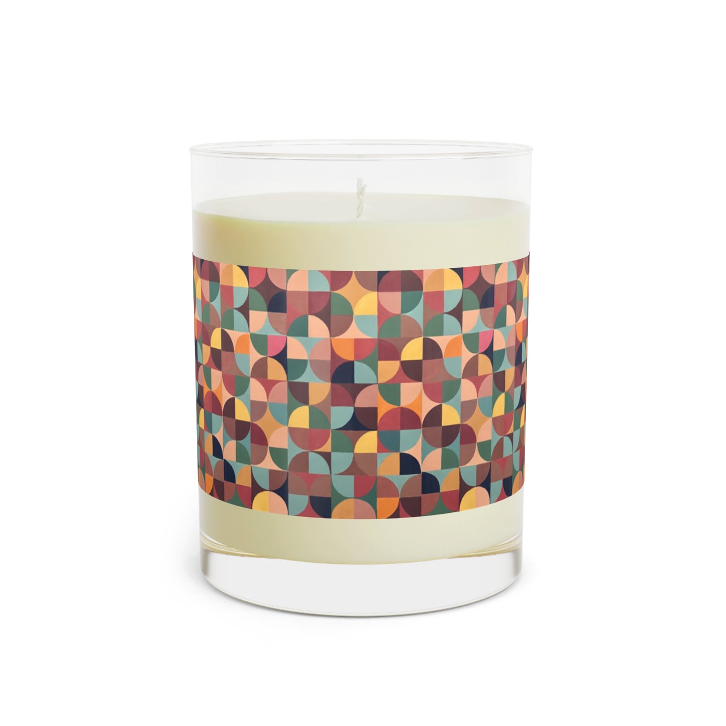 Food-Grade Soy Wax Premium Custom Label Geometric Abstract Scented Aromatherapy Candle - Full Glass, 11oz