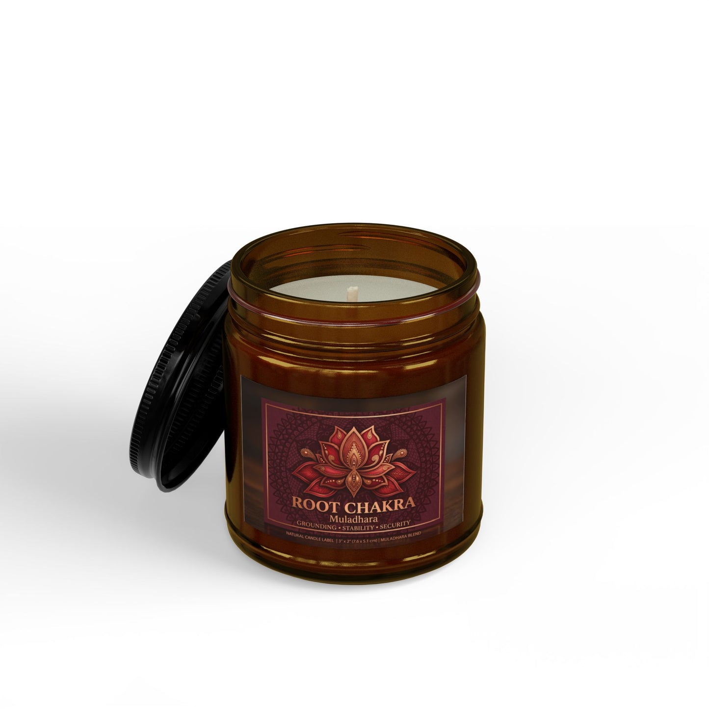 The Sovereign Audit™ Root Chakra Soy Candle — Scented Amber Jar with Black Lid (4oz & 9oz)