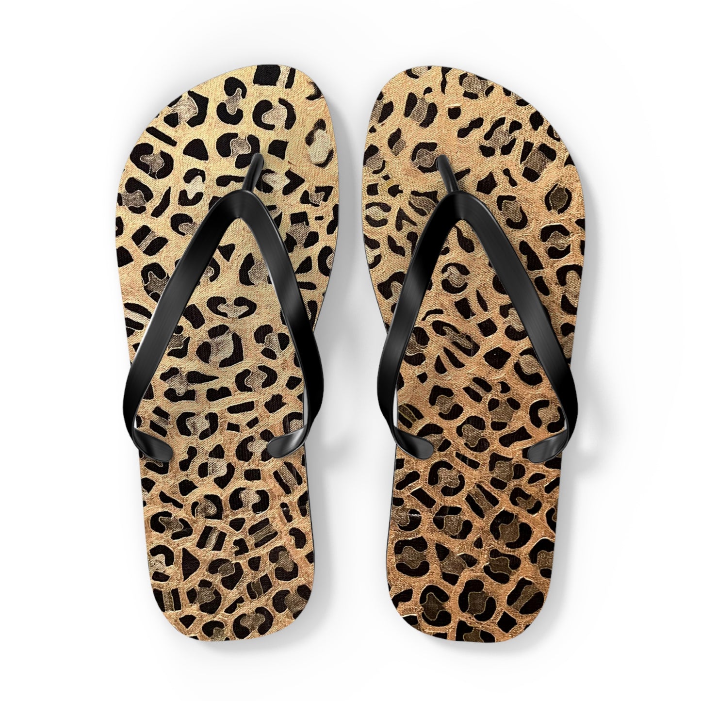 Cat Leopard print Flip Flops/summer thongs/footwear, Animal print flip flops, thongs Gold Leopard Flip Flops