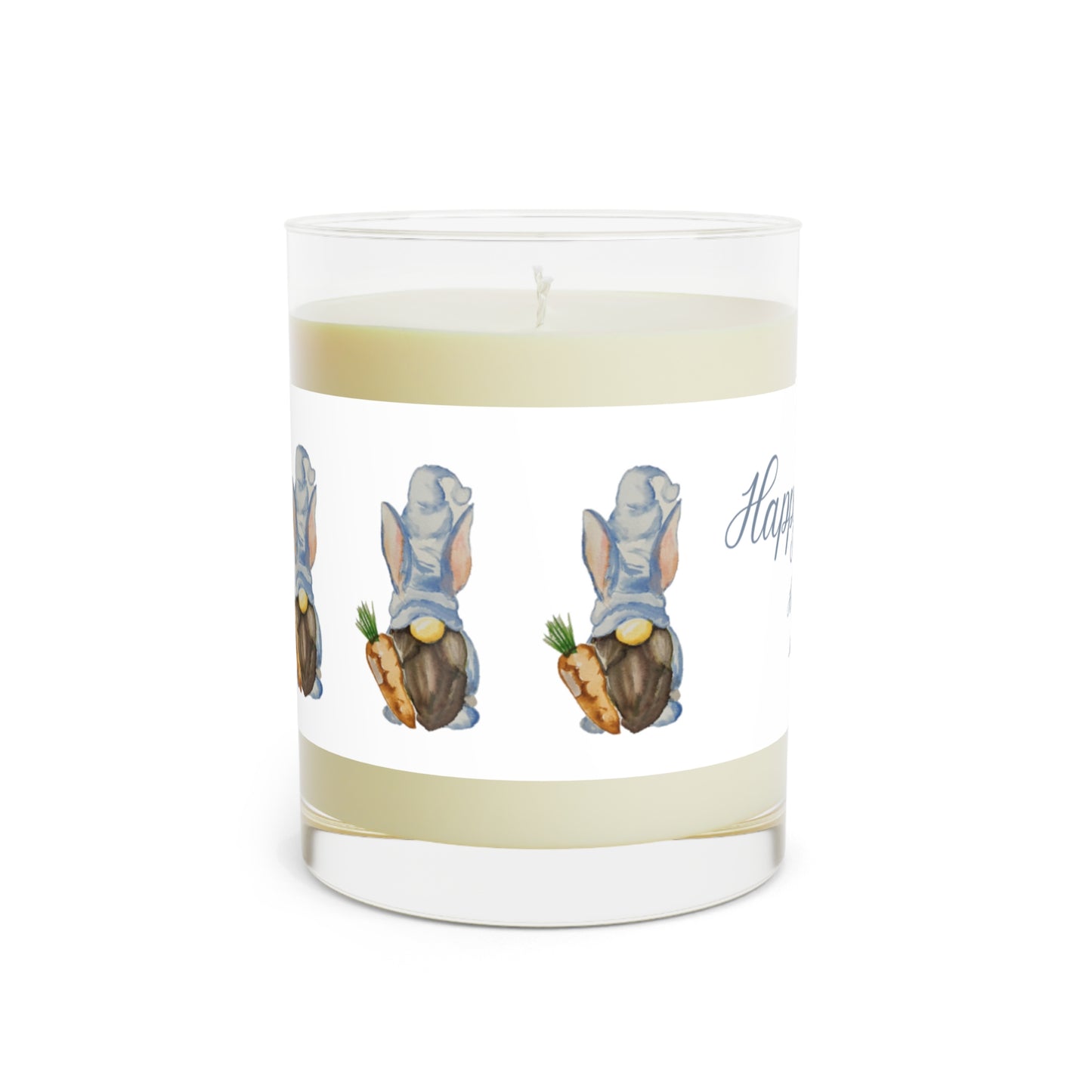 Hand-Poured Luxury Scented Soy Blue Gnome Easter Scented Aromatherapy Candle - Full Glass, 11oz