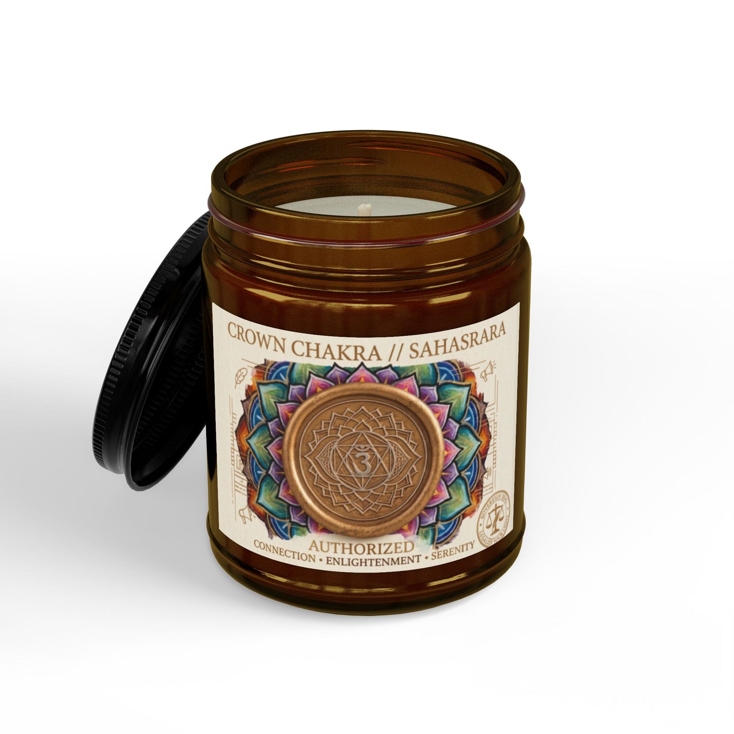 The Sovereign Audit™ Crown Chakra Soy Candle (4oz & 9oz) — Crown/Sahasrara Scented Jar with Black Lid