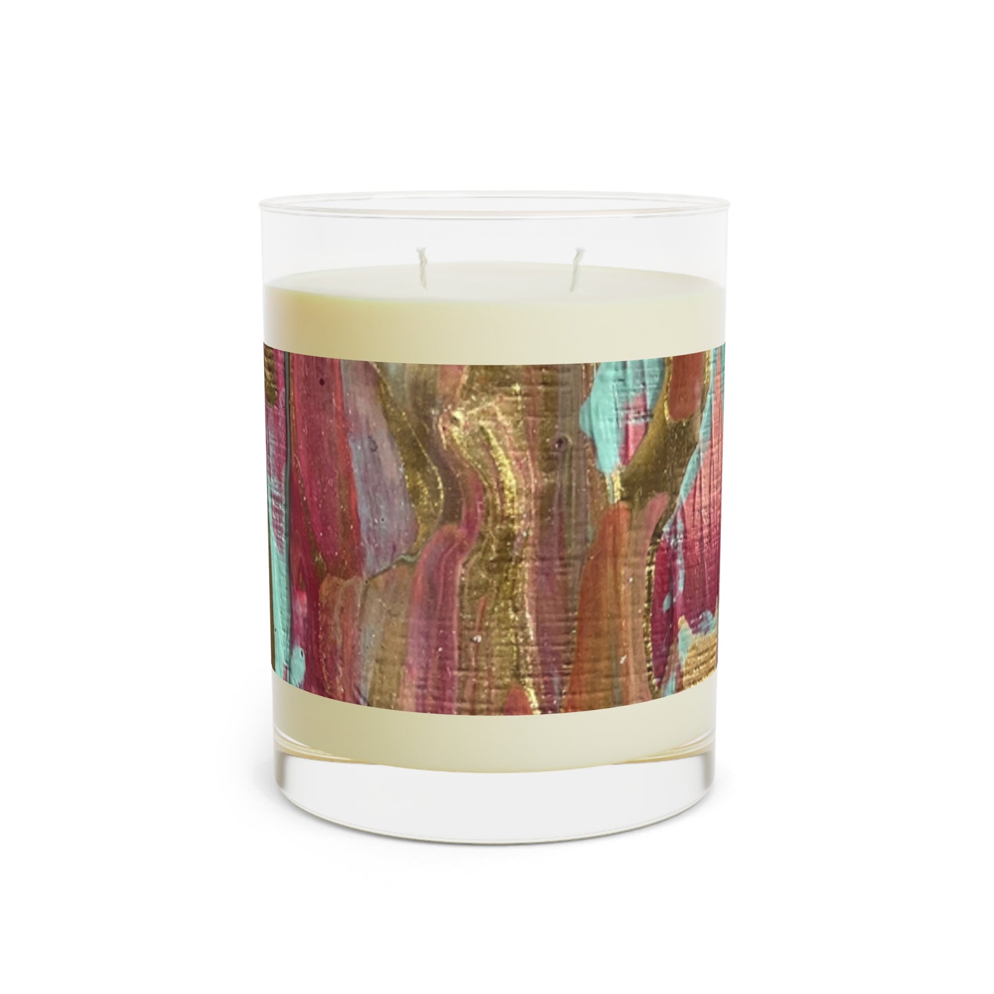 Pink and Gold Abstract Scented Candle - Full Glass, 11oz