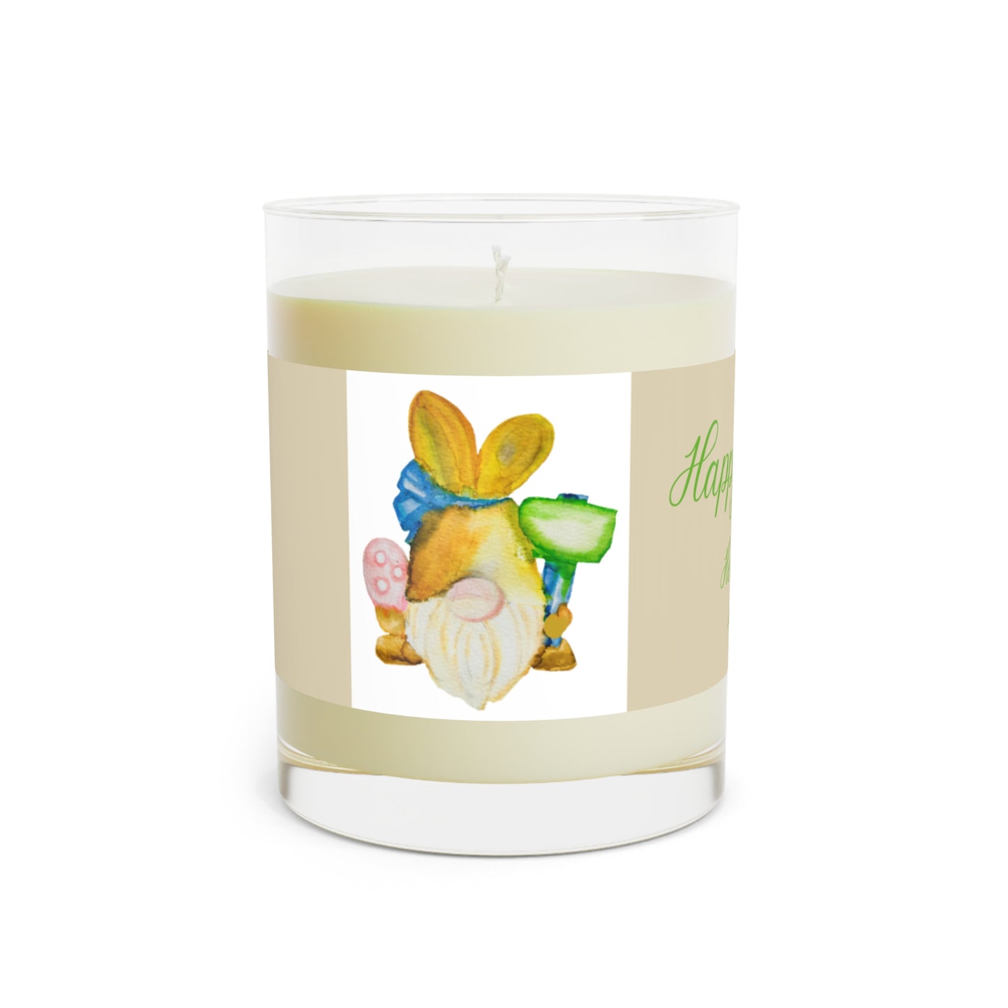 Wing Light Art Designs Eggshell & Green Gnome Bunny Easter Scented Candle - Full Glass, 11oz