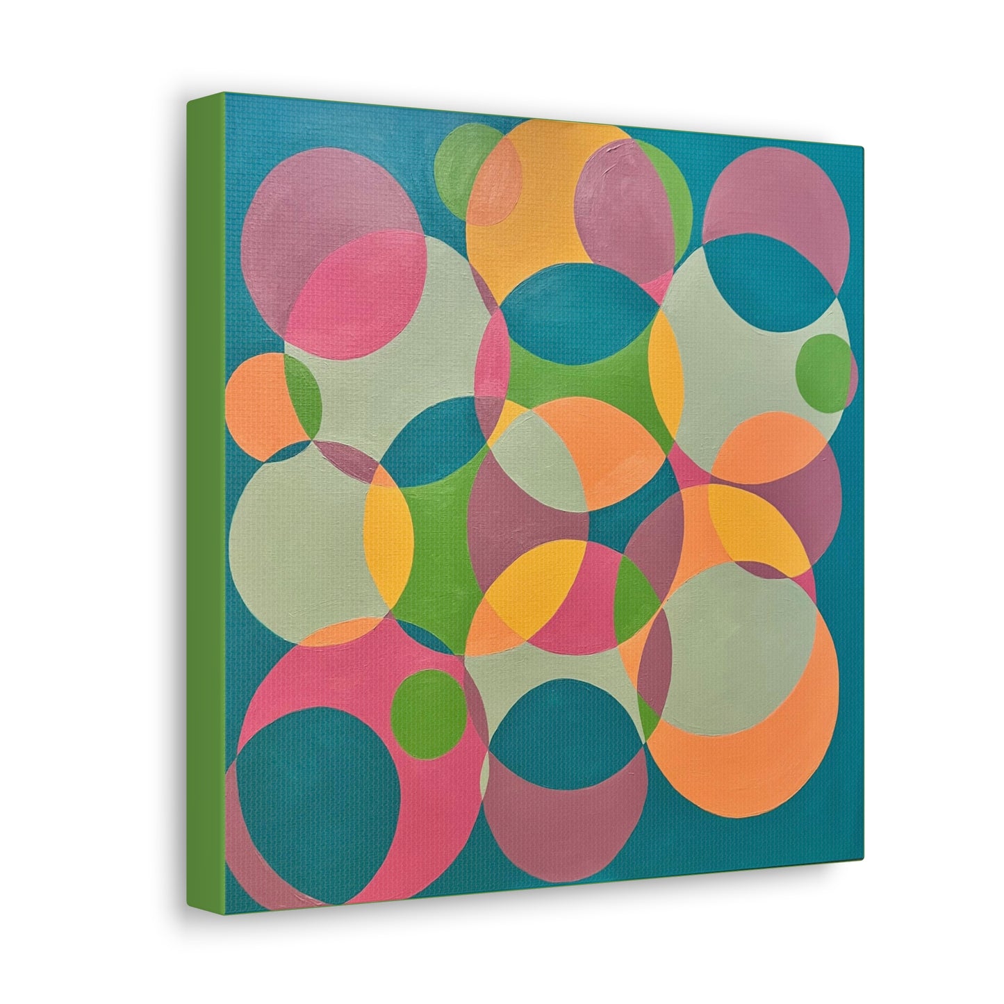 Circle wall art, Bubble wall art, interlocking circles wall art, Geometric wall art, Twisted rings decor, Modern circle wall art, Overlapping Circles wall art Interlocking Inclusion Painting by Erica Haupert Canvas Gallery Wraps