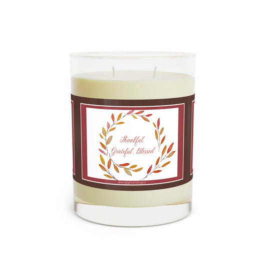 Grateful Thankful Blessed Burgundy Thanksgiving Scented Candle - Full Glass Thanksgiving Candle Favor / So very Thankful for you / Thanksgiving Table / Fall Candle