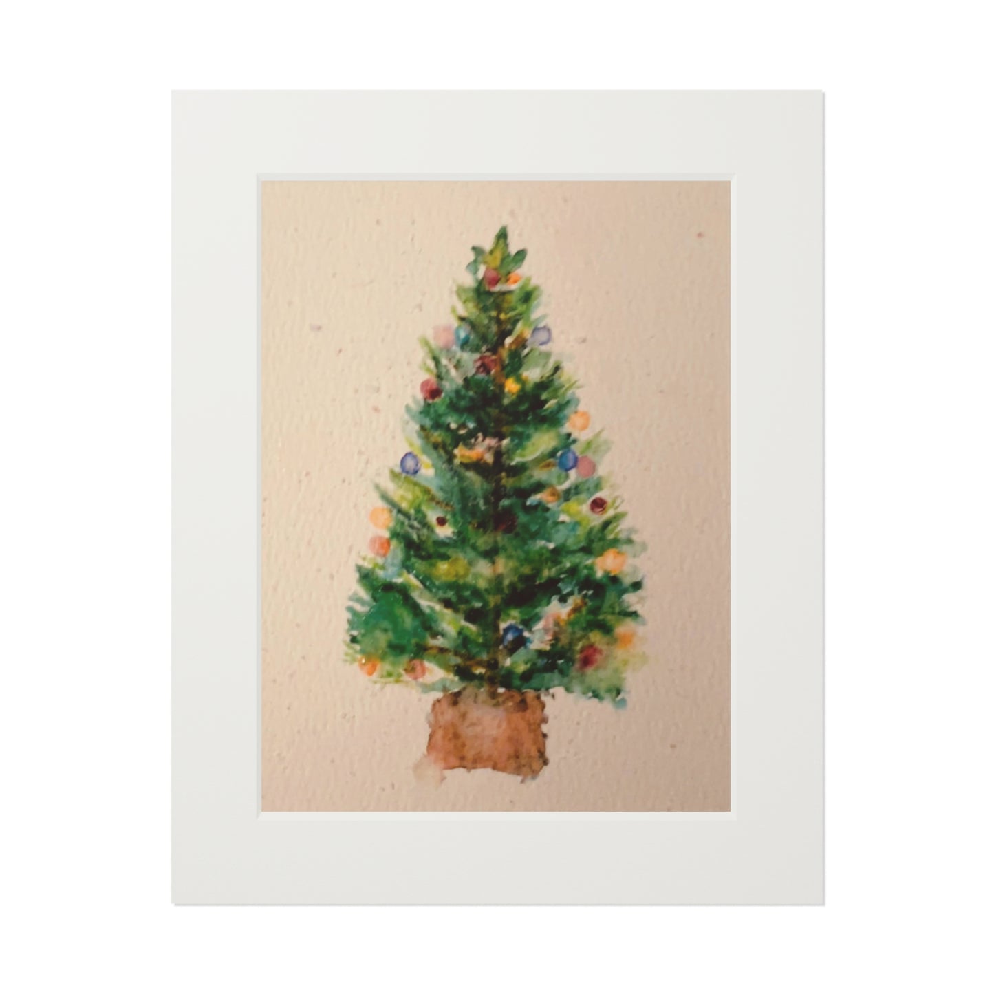 Happy Holidays | Christmas Art Print | Holiday Décor Antique Christmas Tree Fine Art Prints (Passepartout Paper Frame)