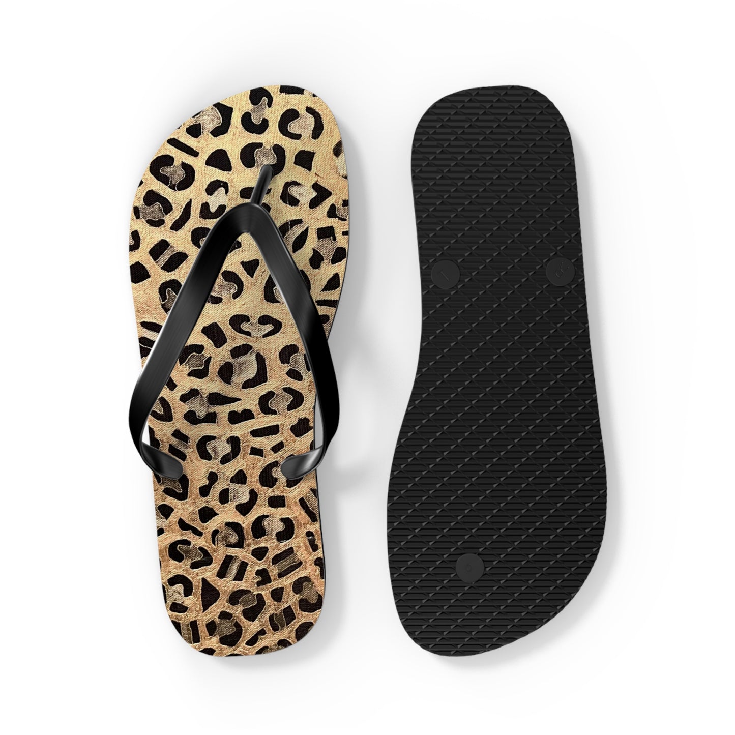 Cat Leopard print Flip Flops/summer thongs/footwear, Animal print flip flops, thongs Gold Leopard Flip Flops