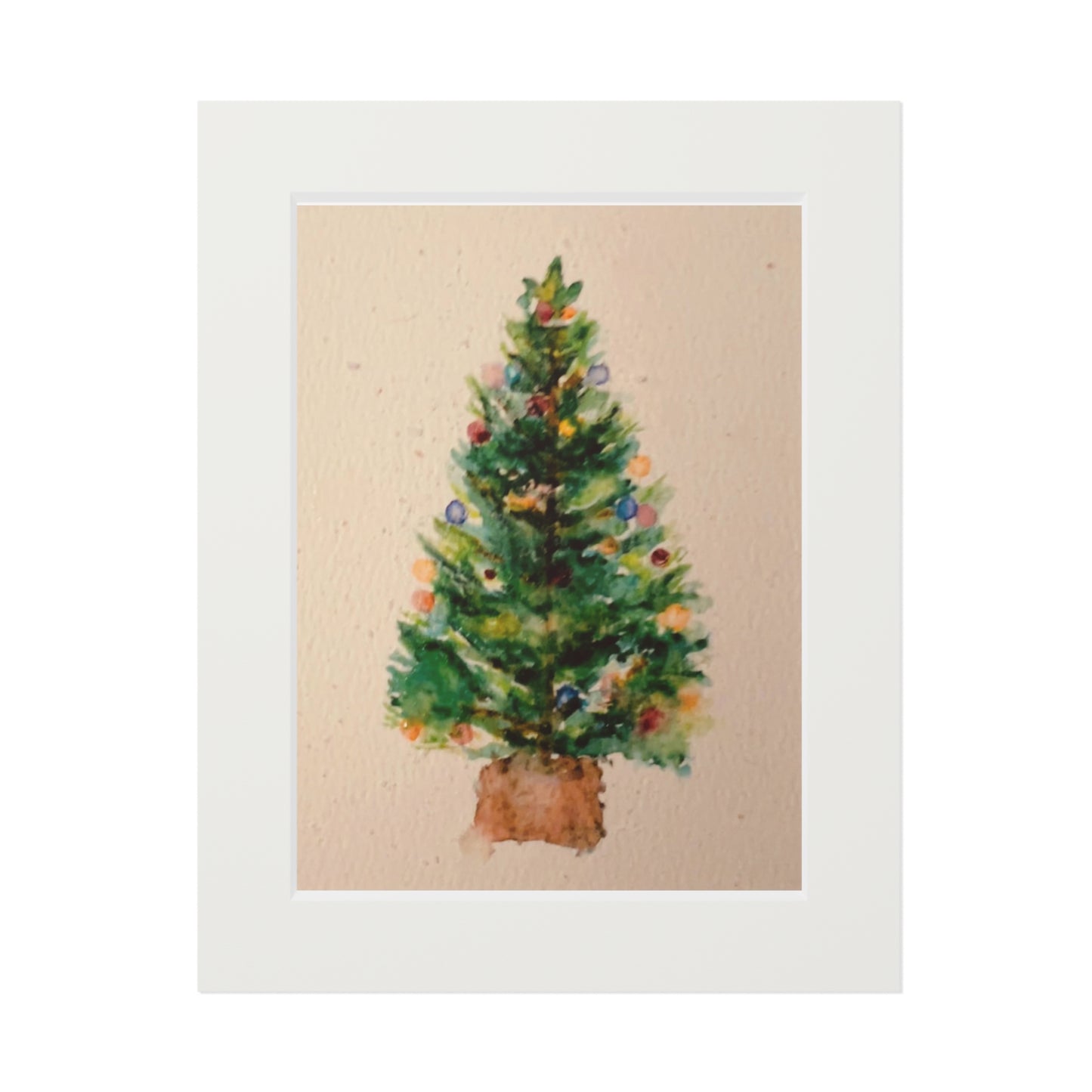 Happy Holidays | Christmas Art Print | Holiday Décor Antique Christmas Tree Fine Art Prints (Passepartout Paper Frame)