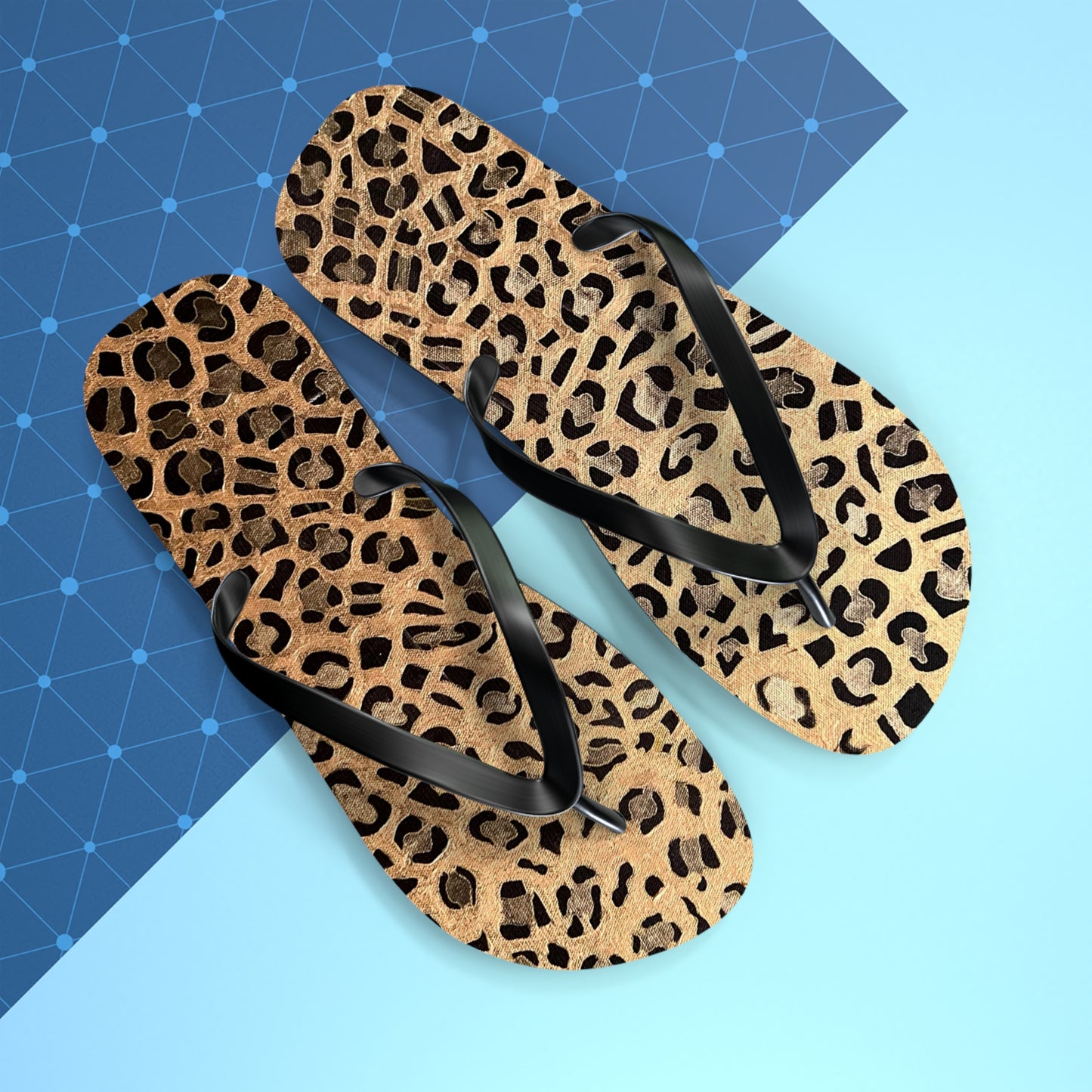 Cat Leopard print Flip Flops/summer thongs/footwear, Animal print flip flops, thongs Gold Leopard Flip Flops