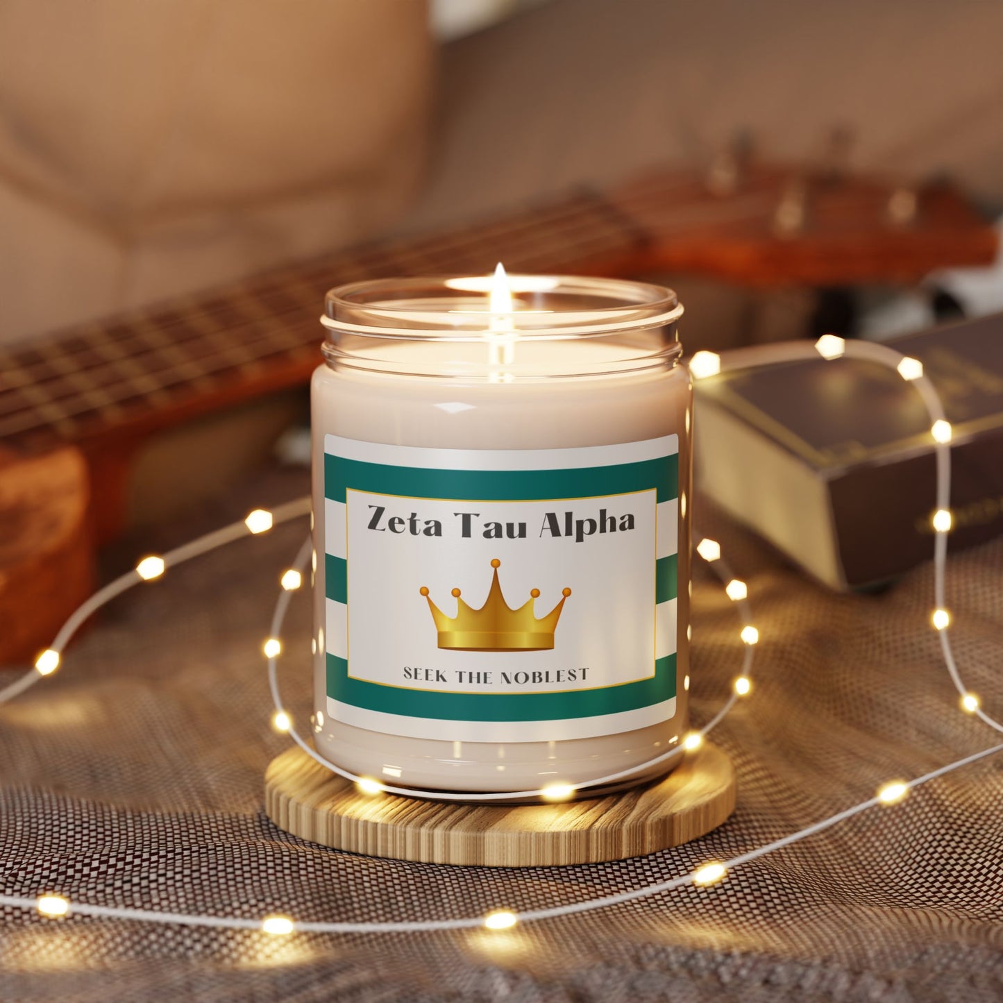 ZTA Zeta Tau Alpha Sorority House Soy Wax Candle, Greek Life Gift Candle, Gift For Sorority Girl, College Move-In Gift, Eco Friendly 9oz. Candle Scented Soy Candle, 9oz