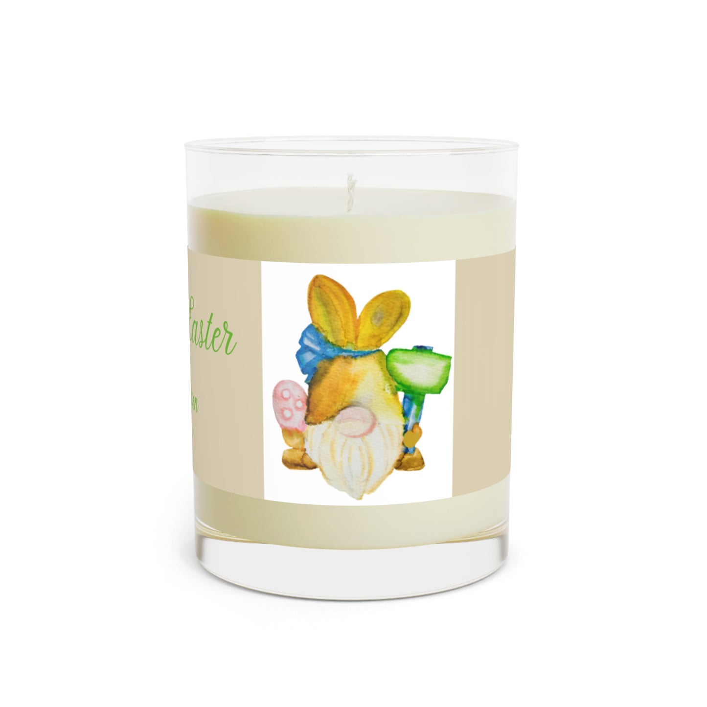 Wing Light Art Designs Eggshell & Green Gnome Bunny Easter Scented Candle - Full Glass, 11oz