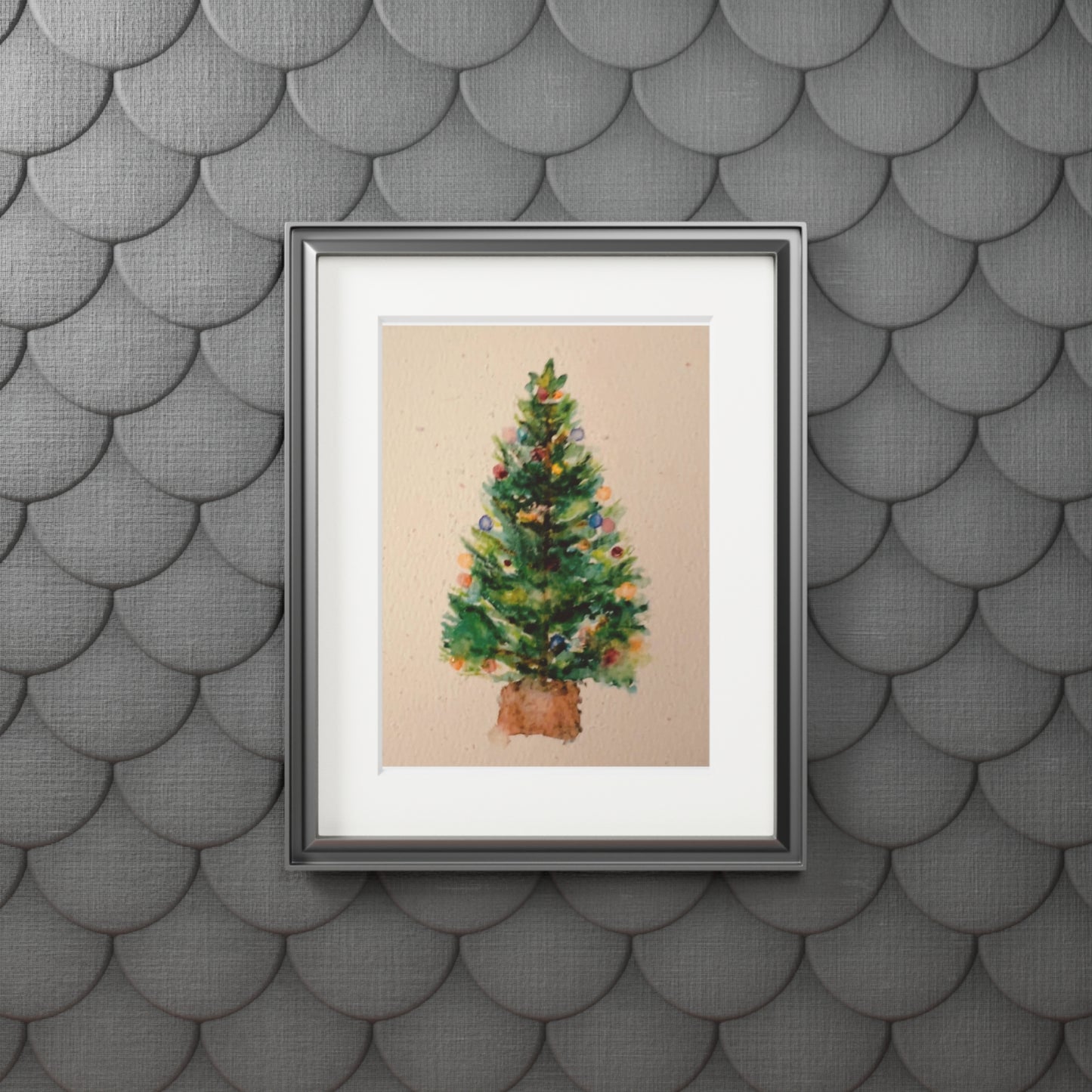 Happy Holidays | Christmas Art Print | Holiday Décor Antique Christmas Tree Fine Art Prints (Passepartout Paper Frame)