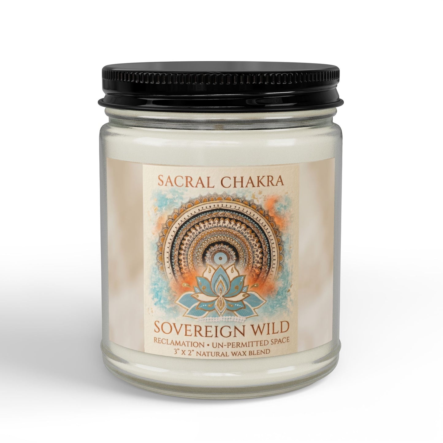 The Sovereign Audit™ Sacral Chakra Soy Candle — Scented 4oz & 9oz Amber Jar with Black Lid