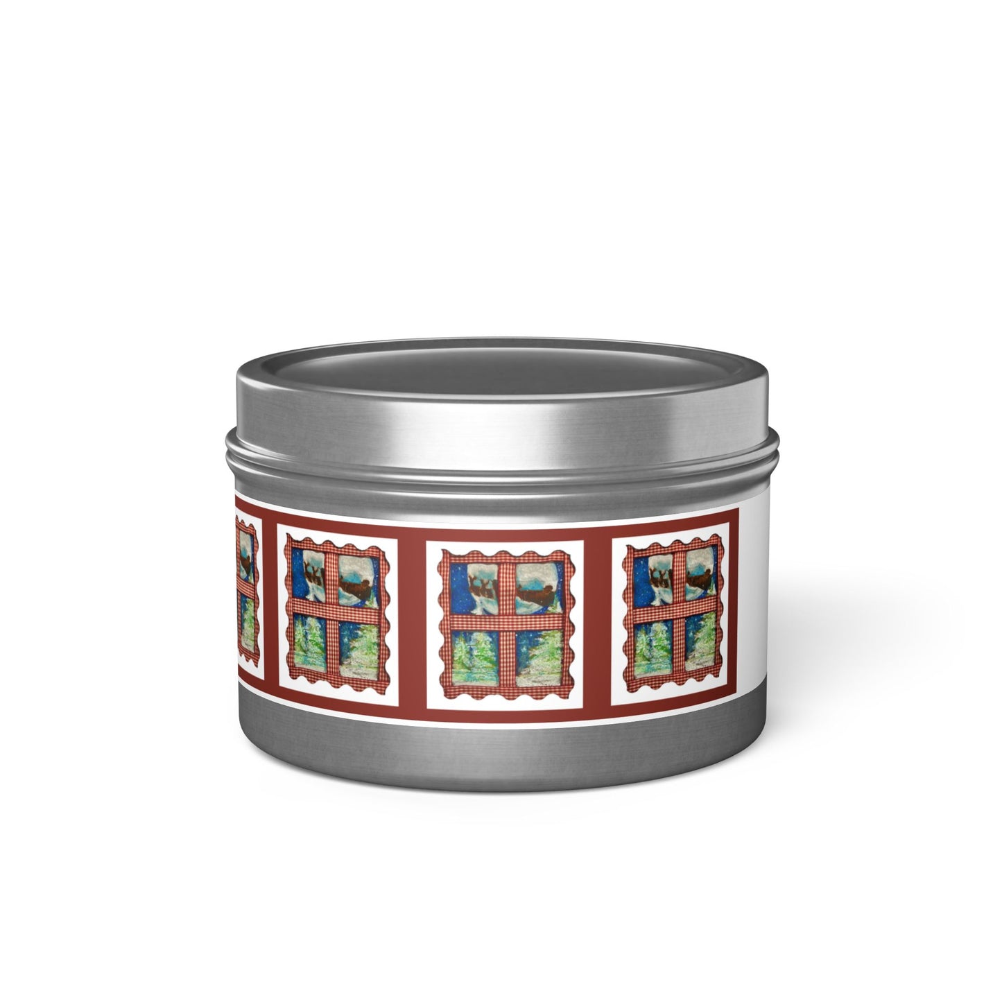 Santa's Sleigh Tin Candles aromatherapy Custom Label Tin Candles natural coconut soy wax hand-poured cotton wick Candle