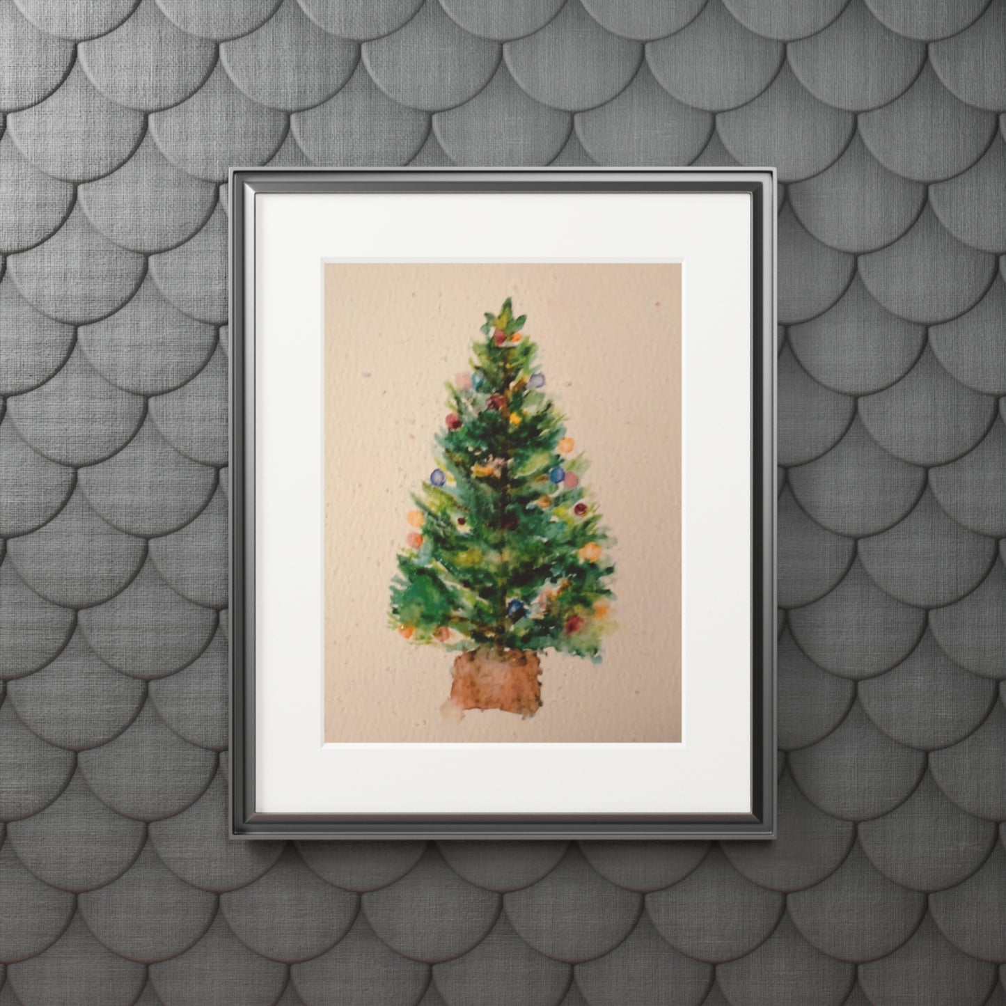 Happy Holidays | Christmas Art Print | Holiday Décor Antique Christmas Tree Fine Art Prints (Passepartout Paper Frame)