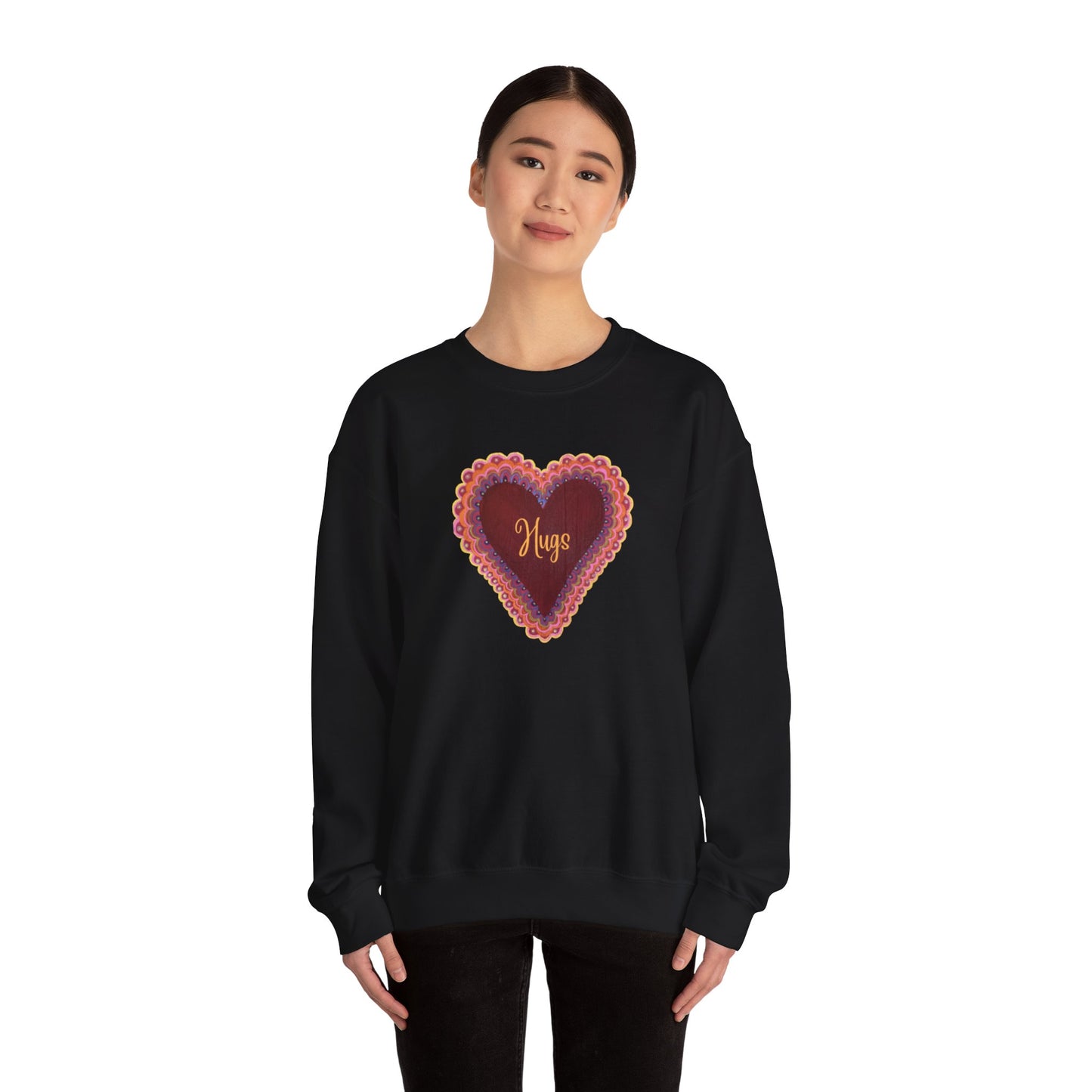 Wing Light Art Designs Frilly Heart Hugs Unisex Heavy Blend™ Crewneck Sweatshirt