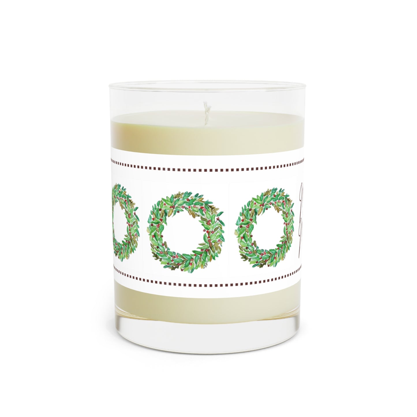 Wing Light Art Designs Merry Merry Christmas Wreath Scented Candle - Full Glass, 11oz