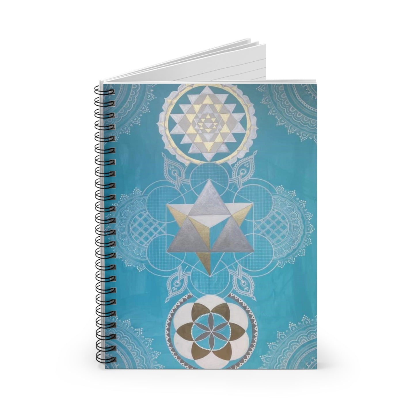 Spiral Notebook — Geometric Chakra Mandala Journal (Ruled)
