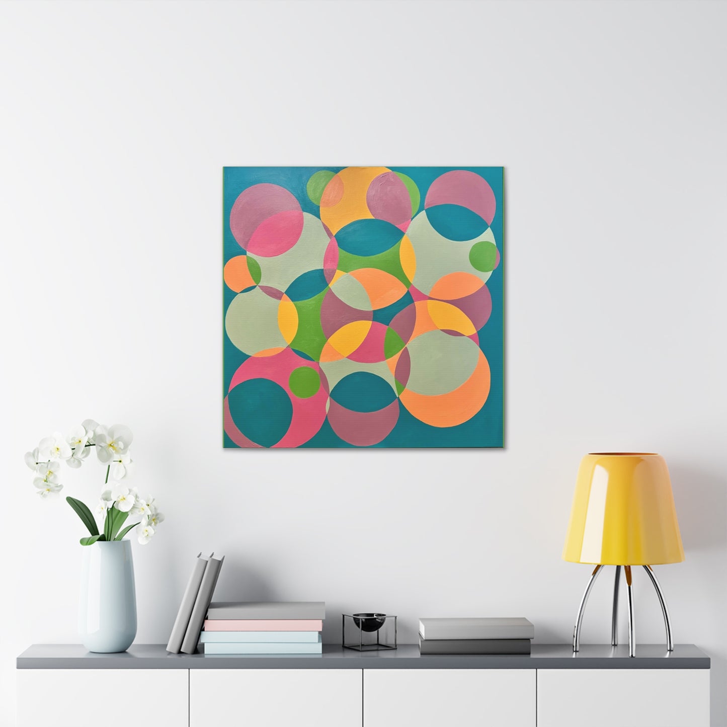 Circle wall art, Bubble wall art, interlocking circles wall art, Geometric wall art, Twisted rings decor, Modern circle wall art, Overlapping Circles wall art Interlocking Inclusion Painting by Erica Haupert Canvas Gallery Wraps