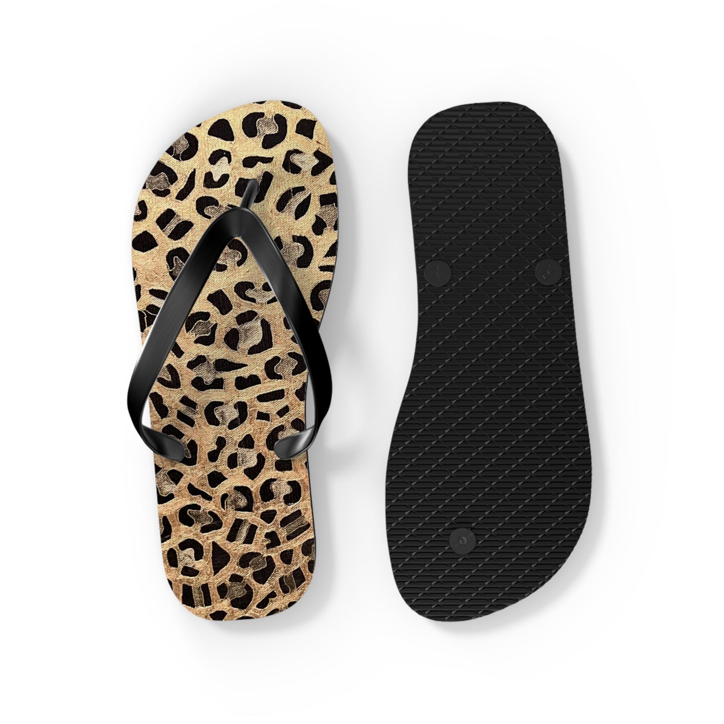 Cat Leopard print Flip Flops/summer thongs/footwear, Animal print flip flops, thongs Gold Leopard Flip Flops