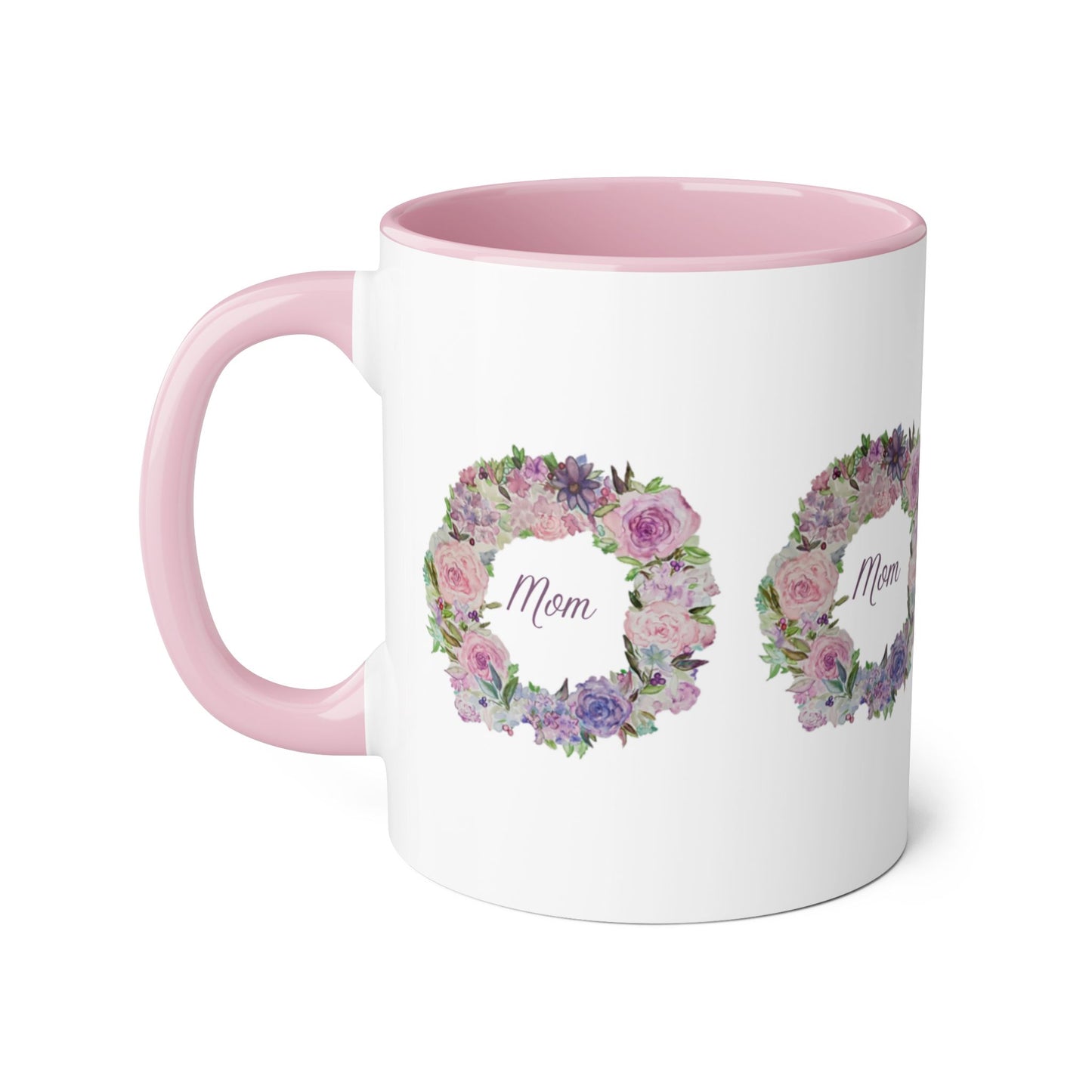 Wing Light Art Designs Mom Floral Wreath Mother's Day Accent Mugs, 11oz