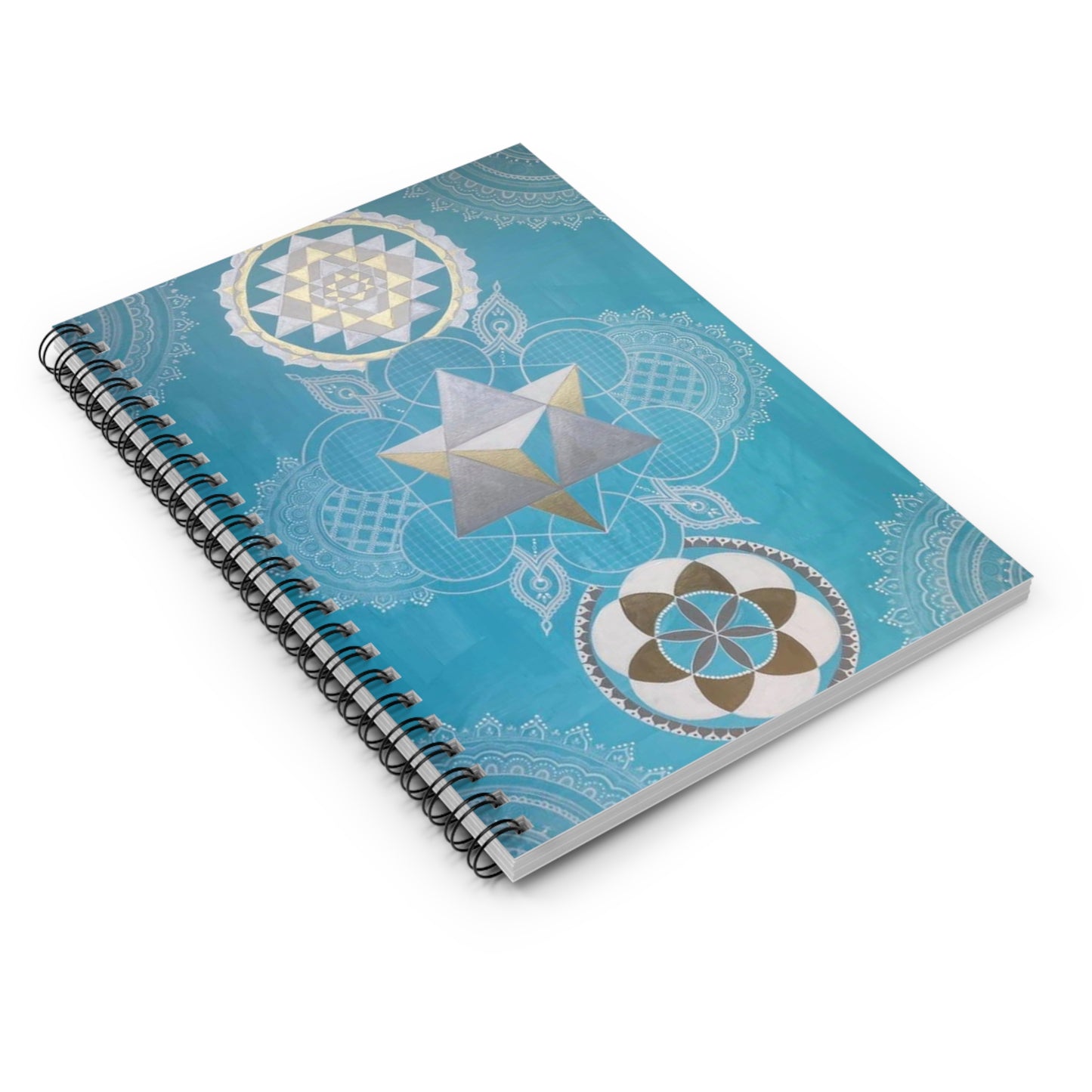 Spiral Notebook — Geometric Chakra Mandala Journal (Ruled)